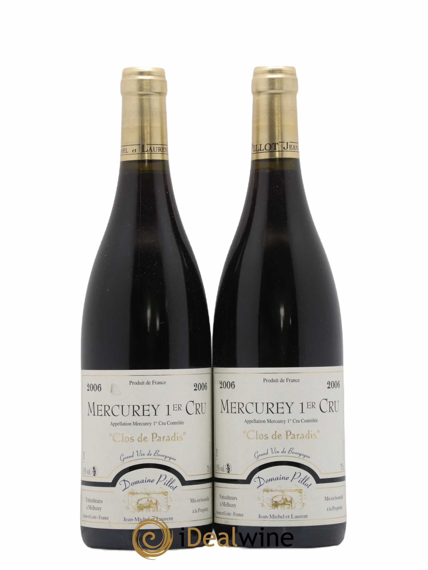 Mercurey 1er Cru Clos Du Paradis Pillot 2006 - Lot de 2 bouteilles - 0