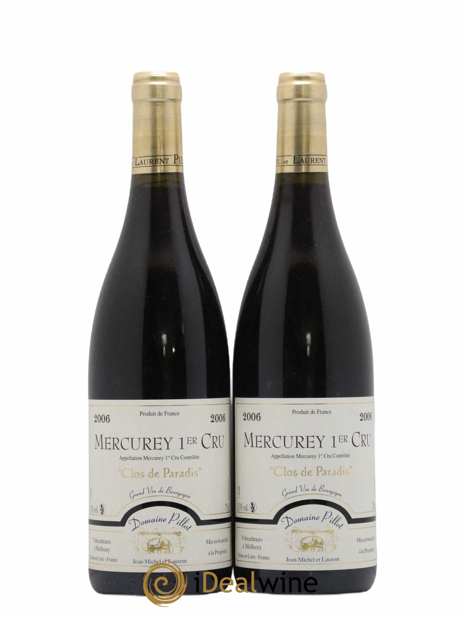 Mercurey 1er Cru Clos Du Paradis Pillot 2006 - Lot de 2 bouteilles - 0