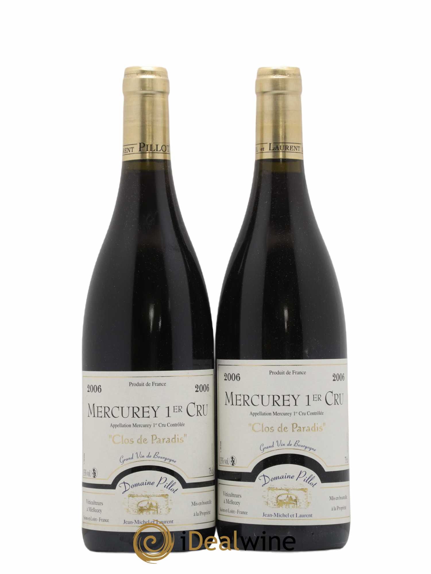 Mercurey 1er Cru Clos Du Paradis Pillot 2006 - Lot de 2 bouteilles - 0