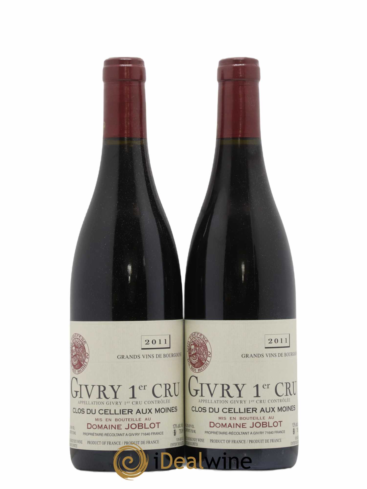 Givry 1er Cru Clos du Cellier aux Moines Joblot (Domaine) 2011 - Lot de 2 bouteilles - 0