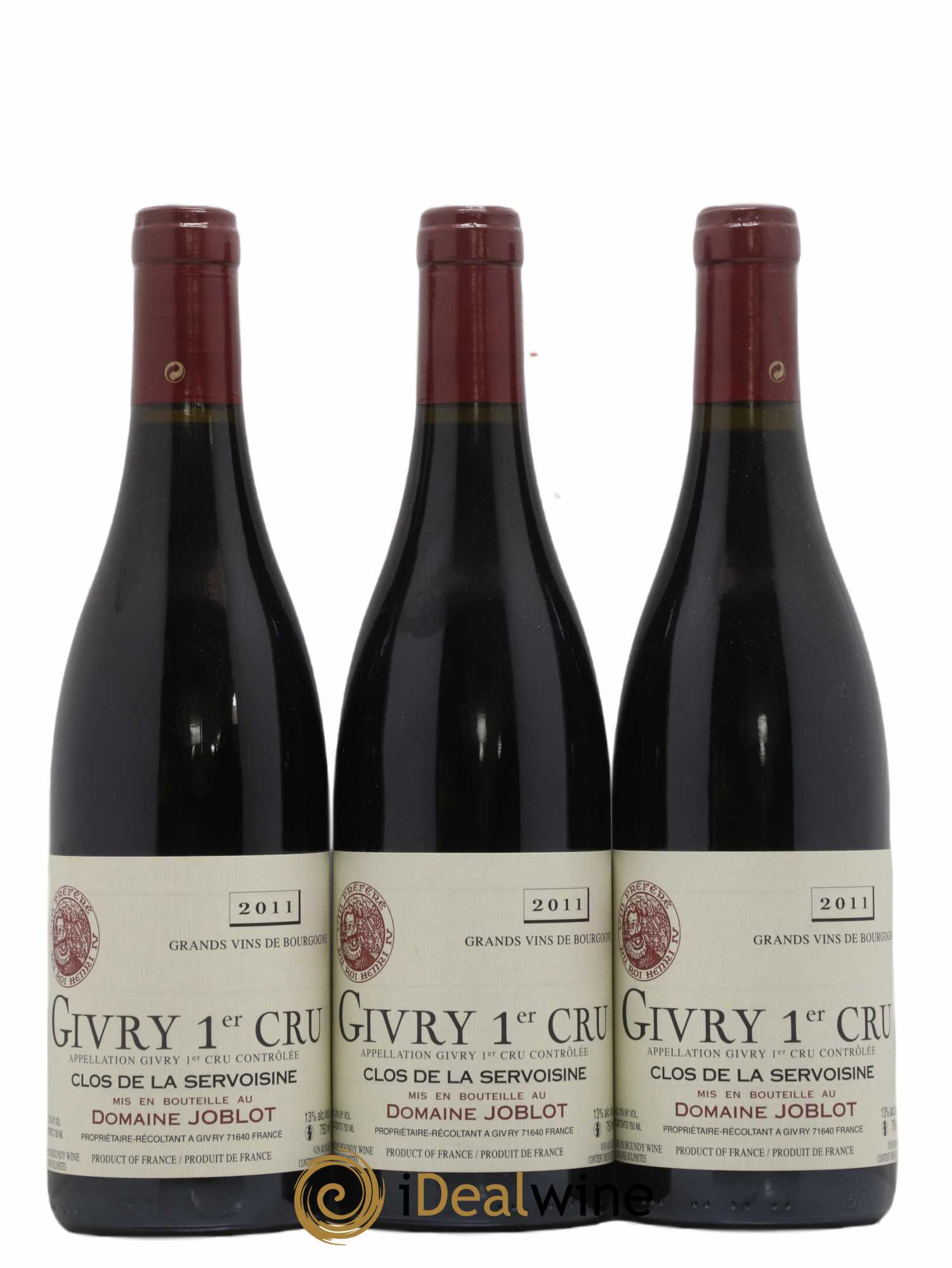 Givry 1er Cru Servoisine Joblot (Domaine) 2011 - Lot de 3 bouteilles - 0