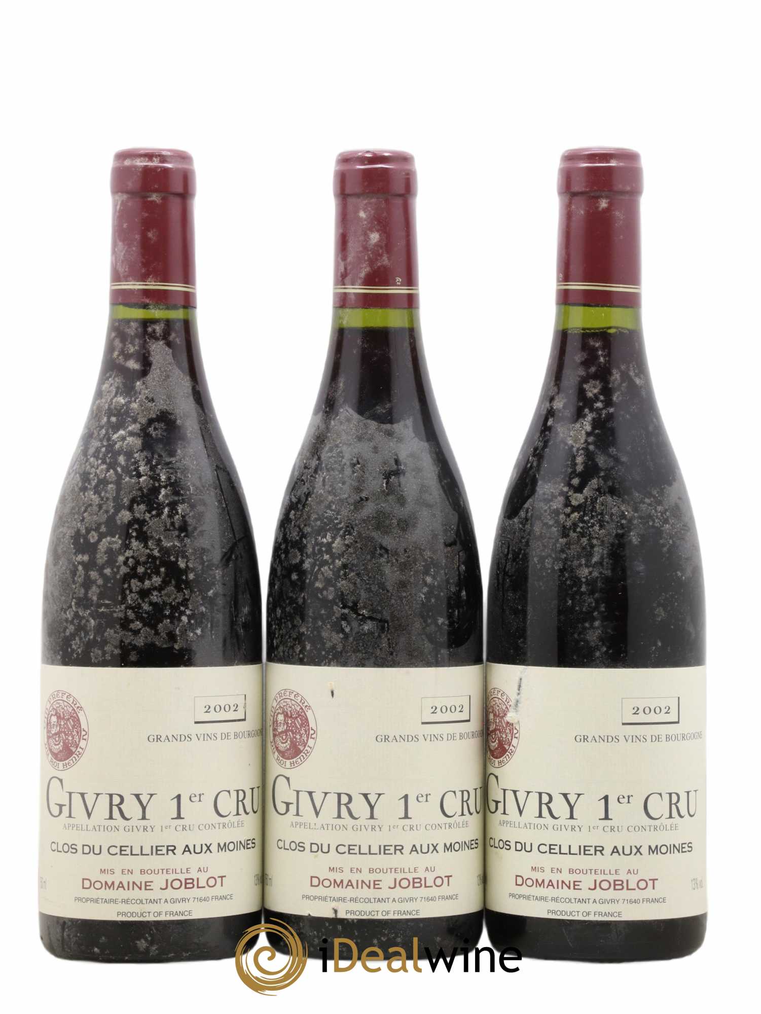 Givry 1er Cru Clos du Cellier aux Moines Joblot (Domaine) 2002 - Lot de 3 bouteilles - 0