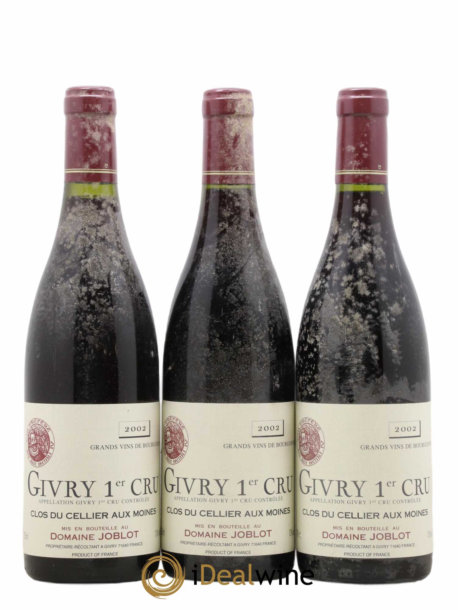 Givry 1er Cru Clos du Cellier aux Moines Joblot (Domaine) 2002 - Lot de 3 bouteilles - 0