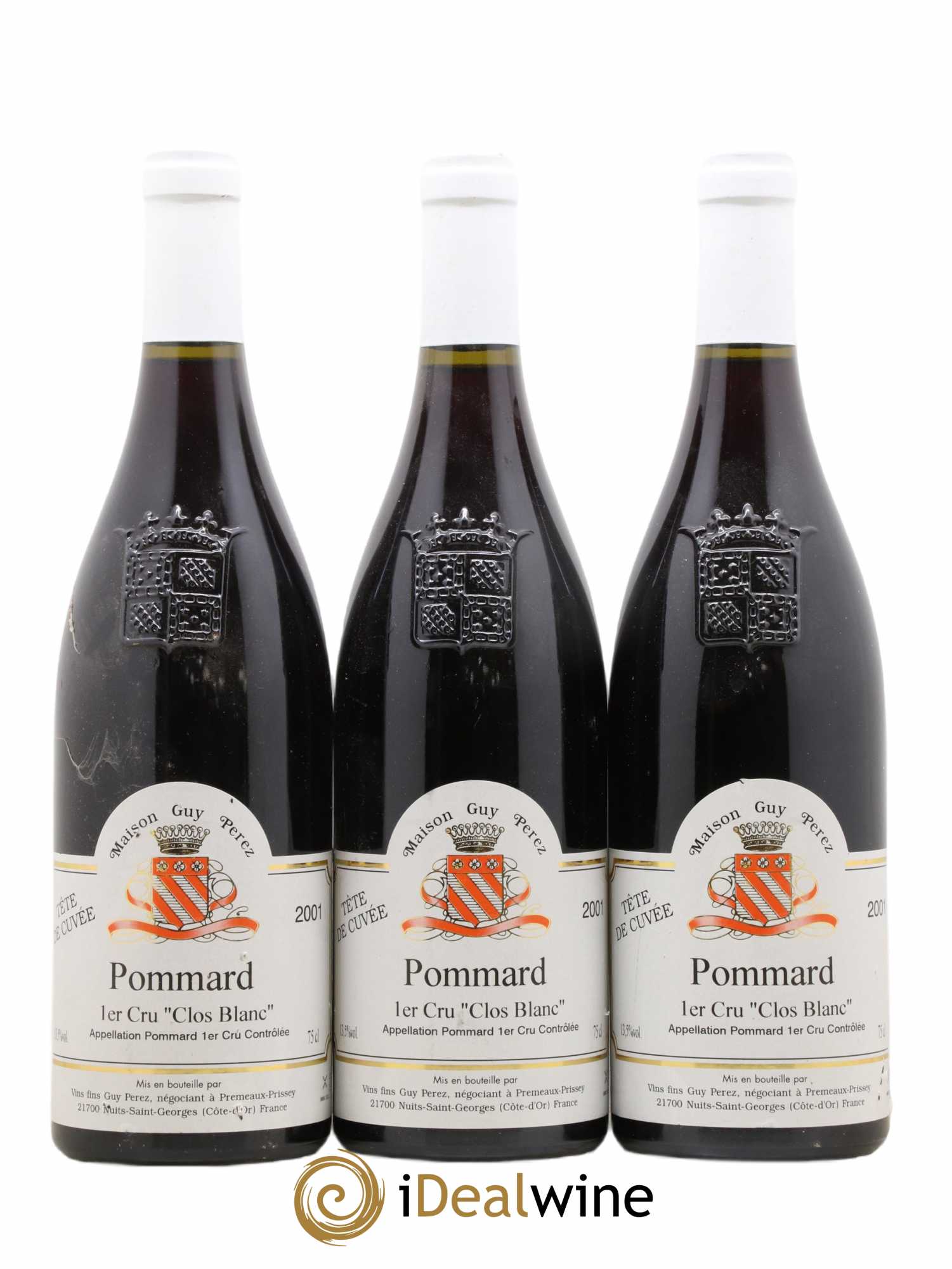 Pommard 1er Cru Clos blanc Tête de cuvée Guy Perez 2001 - Posten von 3 Flaschen - 0