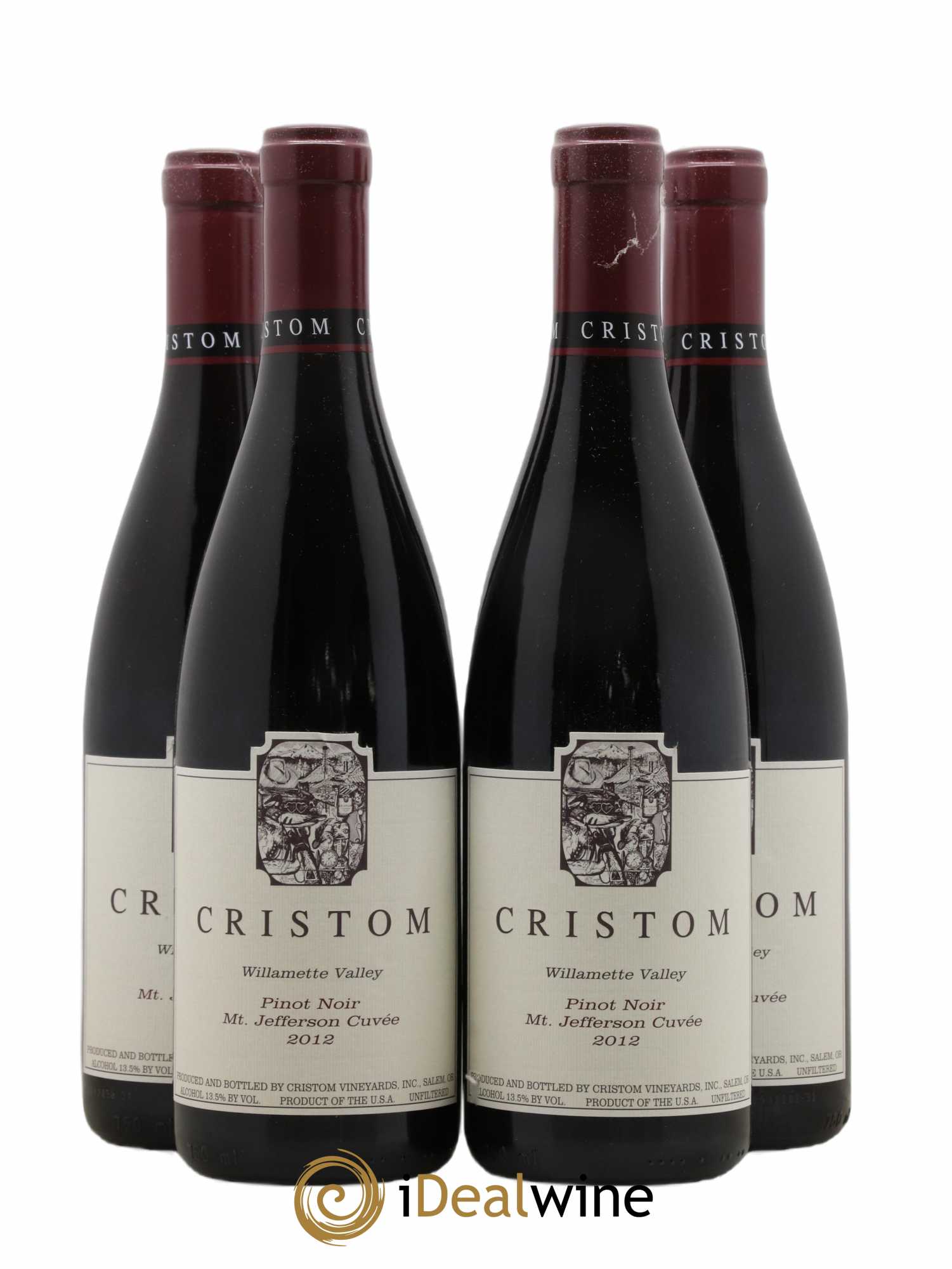 USA Willamette Valley Cristom M.T. Jefferson 2012 - Posten von 4 Flaschen - 0