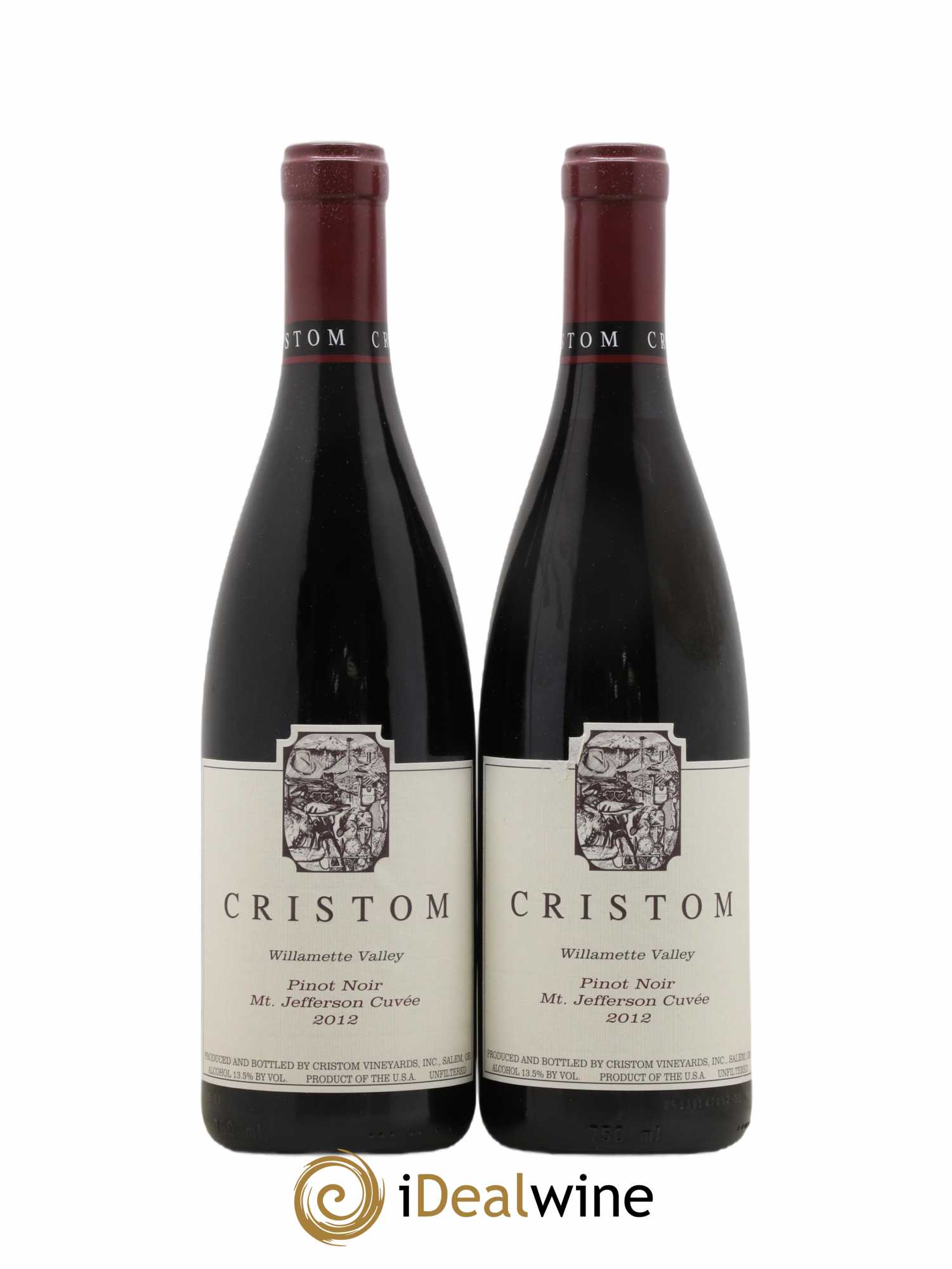 USA Willamette Valley Cristom M.T. Jefferson 2012 - Posten von 2 Flaschen - 0