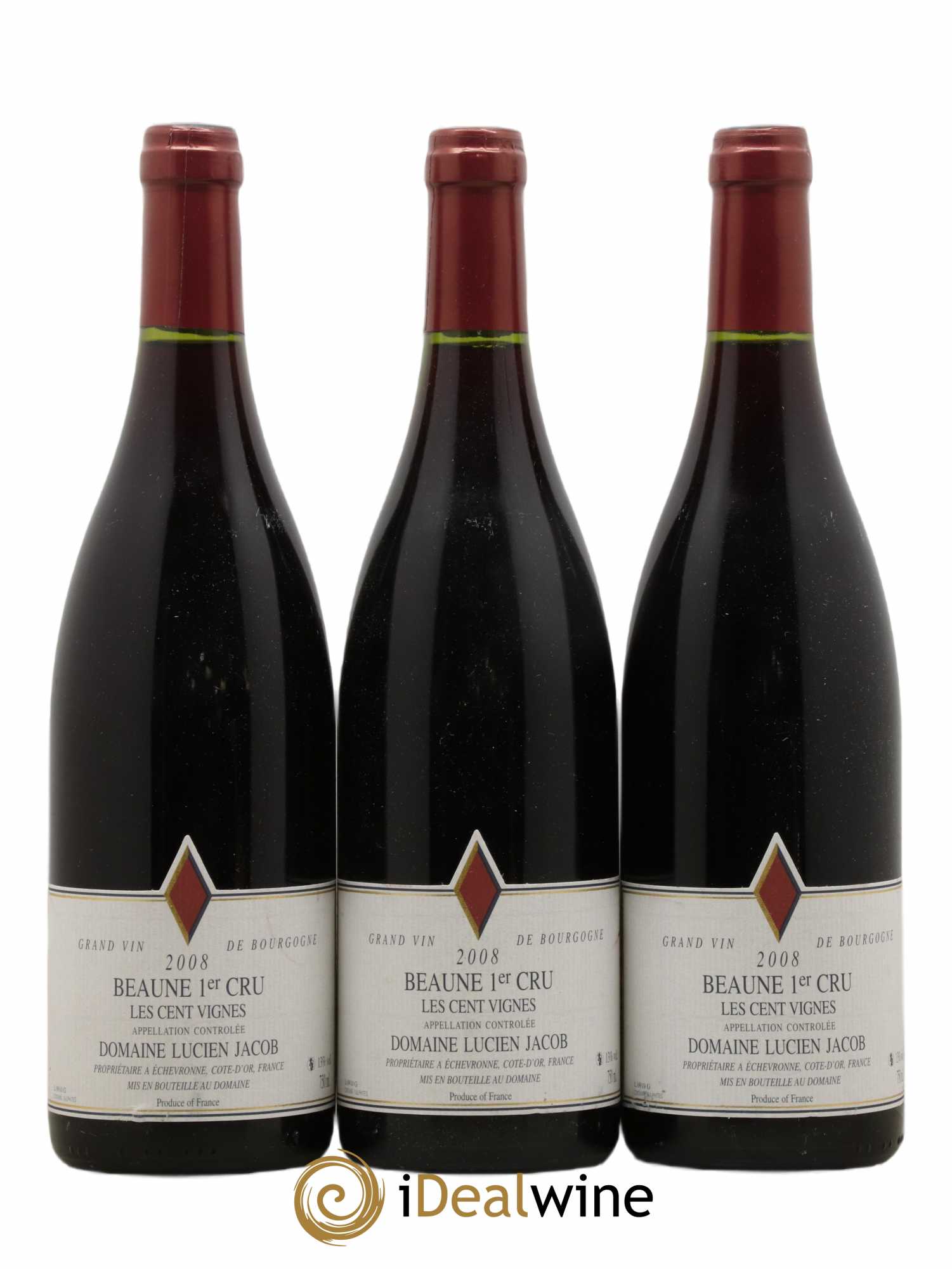 Beaune 1er Cru Les 100 vignes Lucien Jacob 2008 - Posten von 3 Flaschen - 0