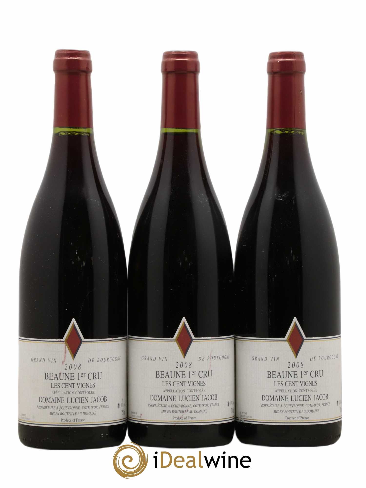 Beaune 1er Cru Les 100 vignes Lucien Jacob 2008 - Posten von 3 Flaschen - 0
