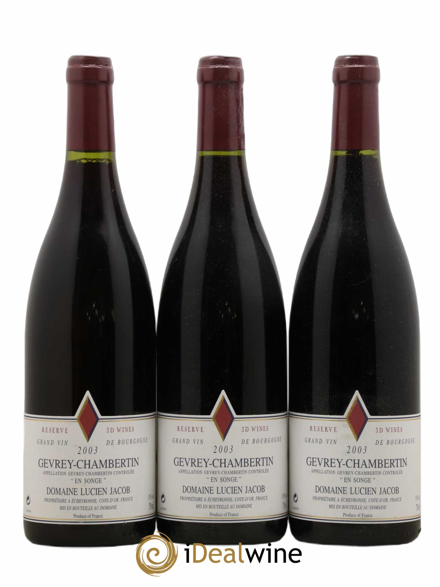 Gevrey-Chambertin En songe Lucien Jacob 2003 - Posten von 3 Flaschen - 0