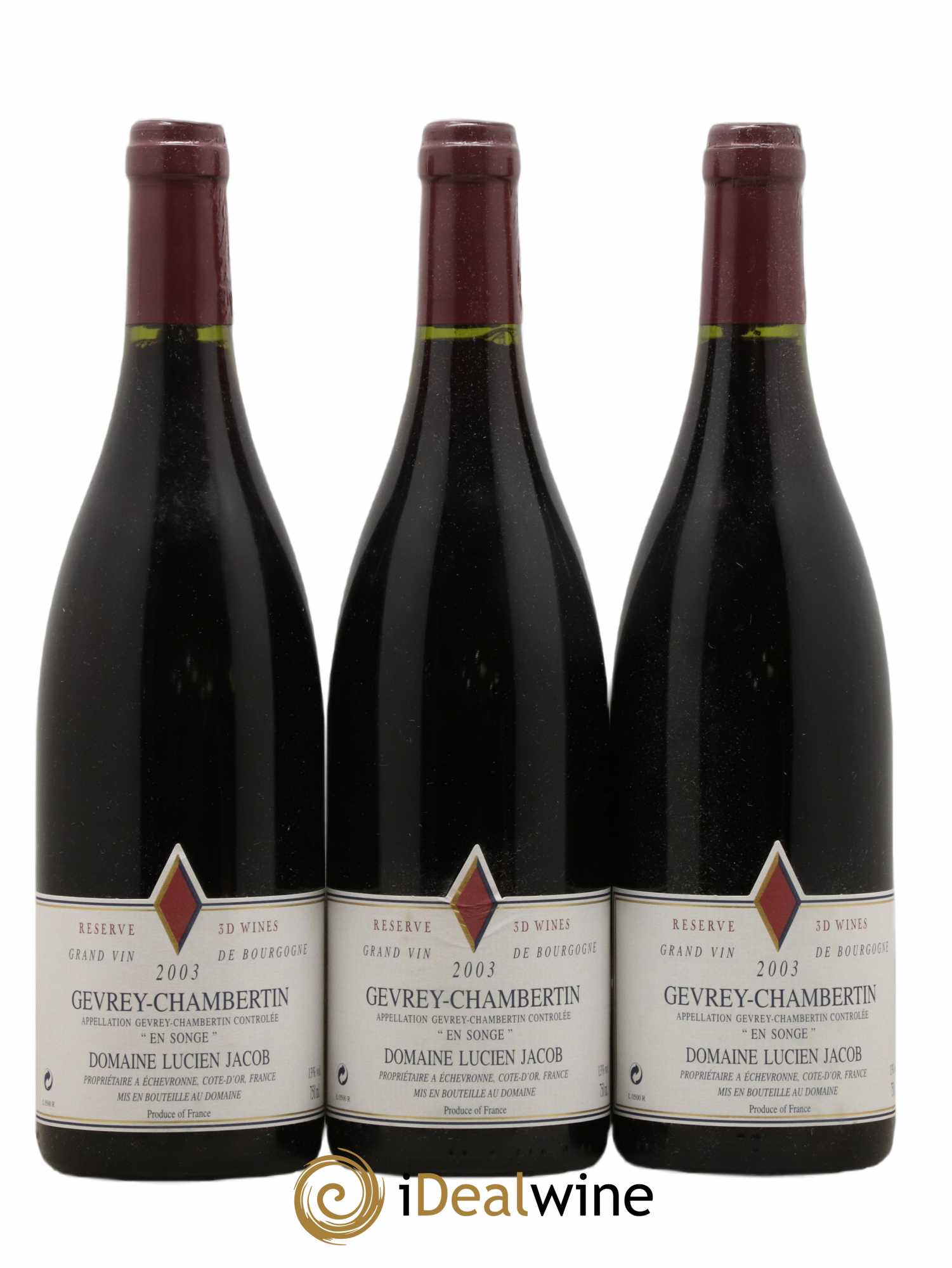 Gevrey-Chambertin En songe Lucien Jacob 2003 - Posten von 3 Flaschen - 0