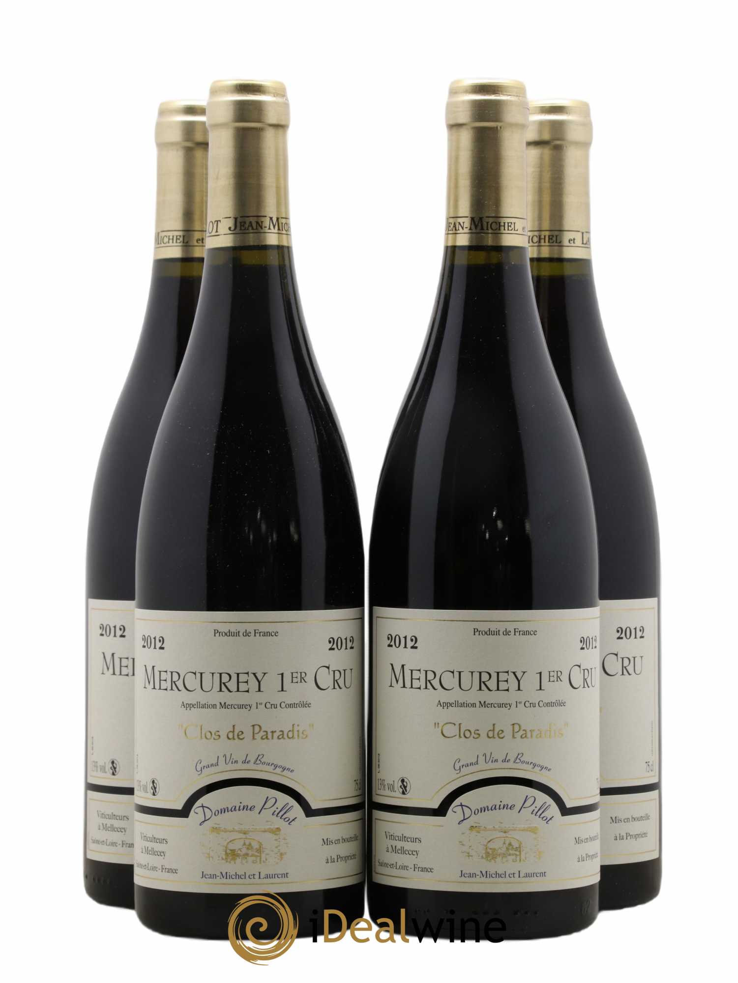 Mercurey 1er Cru Clos Du Paradis Pillot 2012 - Lot de 4 bouteilles - 0