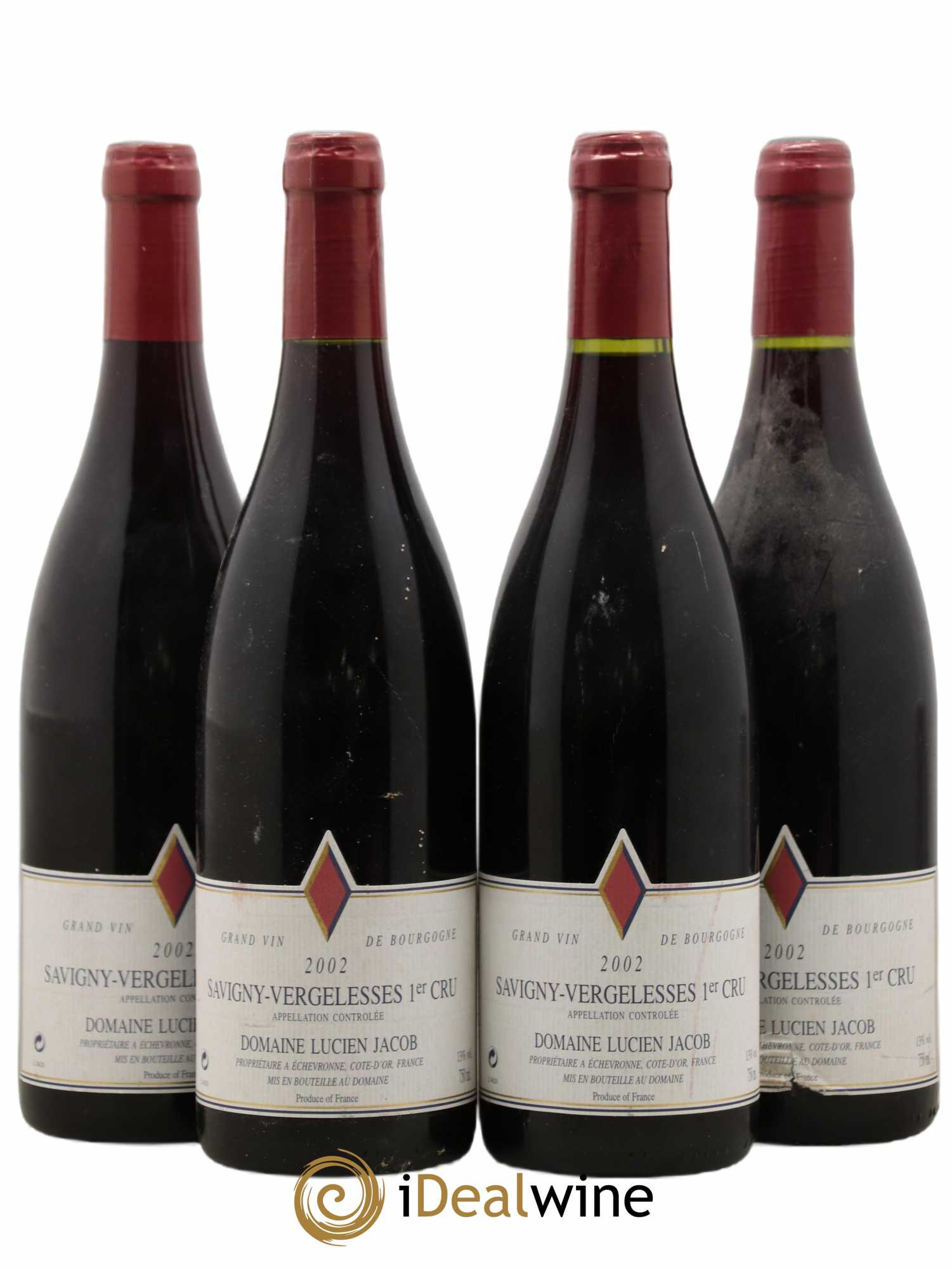 Savigny-lès-Beaune 1er Cru Vergelesses Lucien Jacob 2002 - Posten von 4 Flaschen - 0