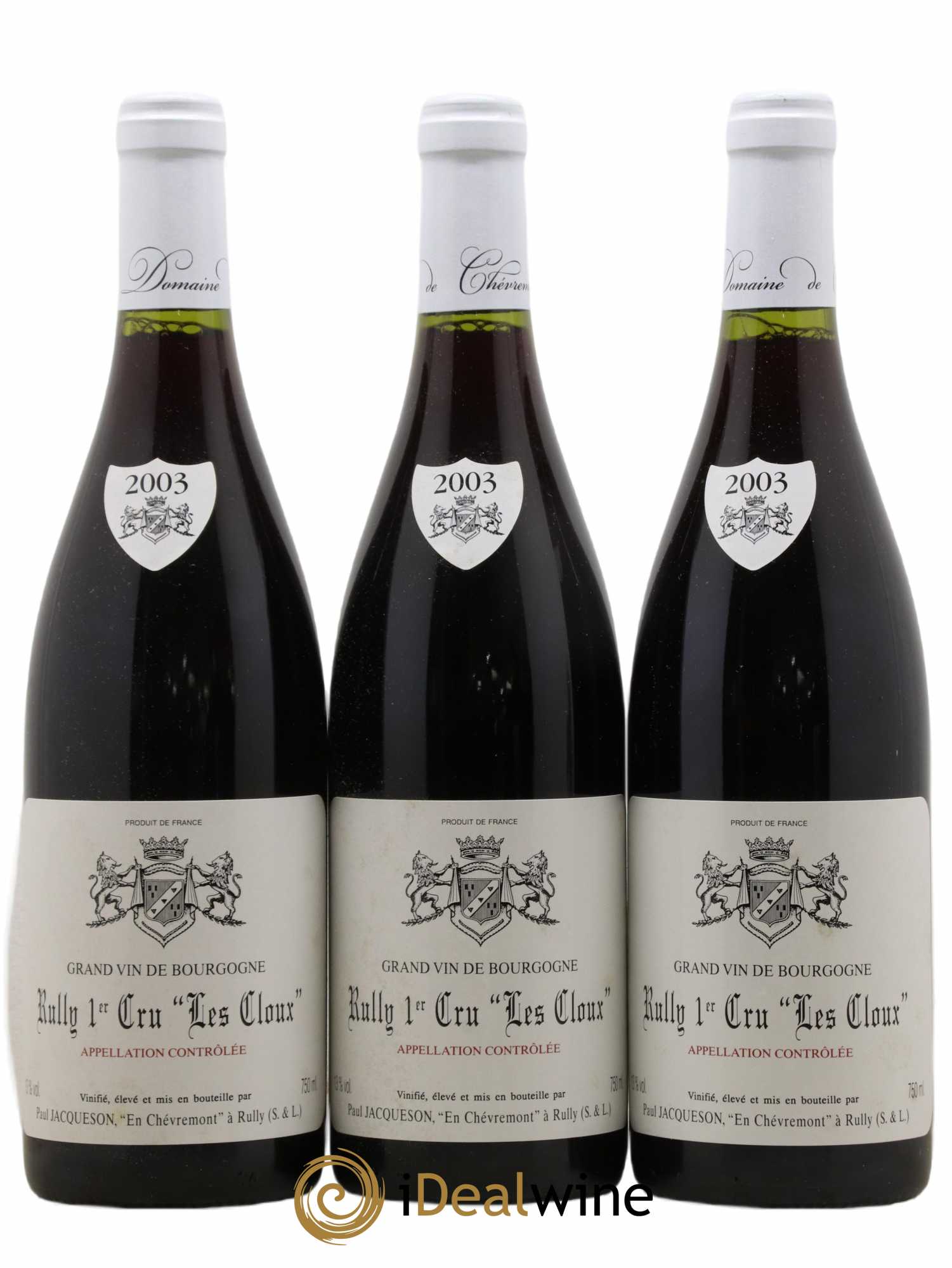 Rully 1er Cru Les Cloux Paul & Marie Jacqueson 2003 - Lot de 3 bouteilles - 0