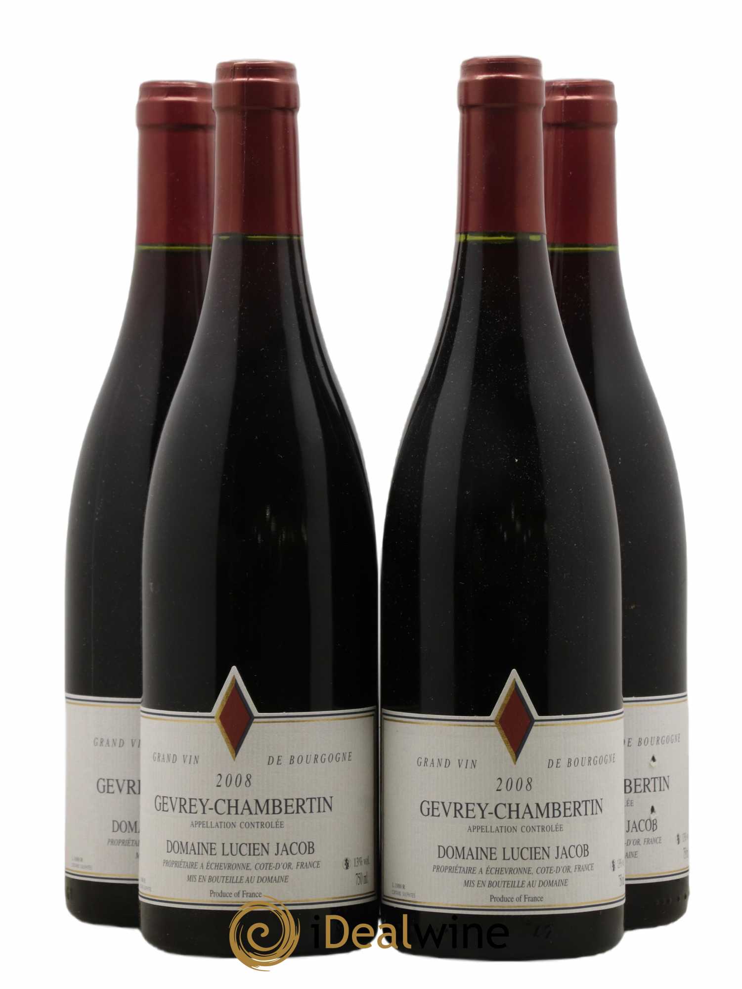 Gevrey-Chambertin Lucien Jacob 2008 - Lot de 4 bouteilles - 0