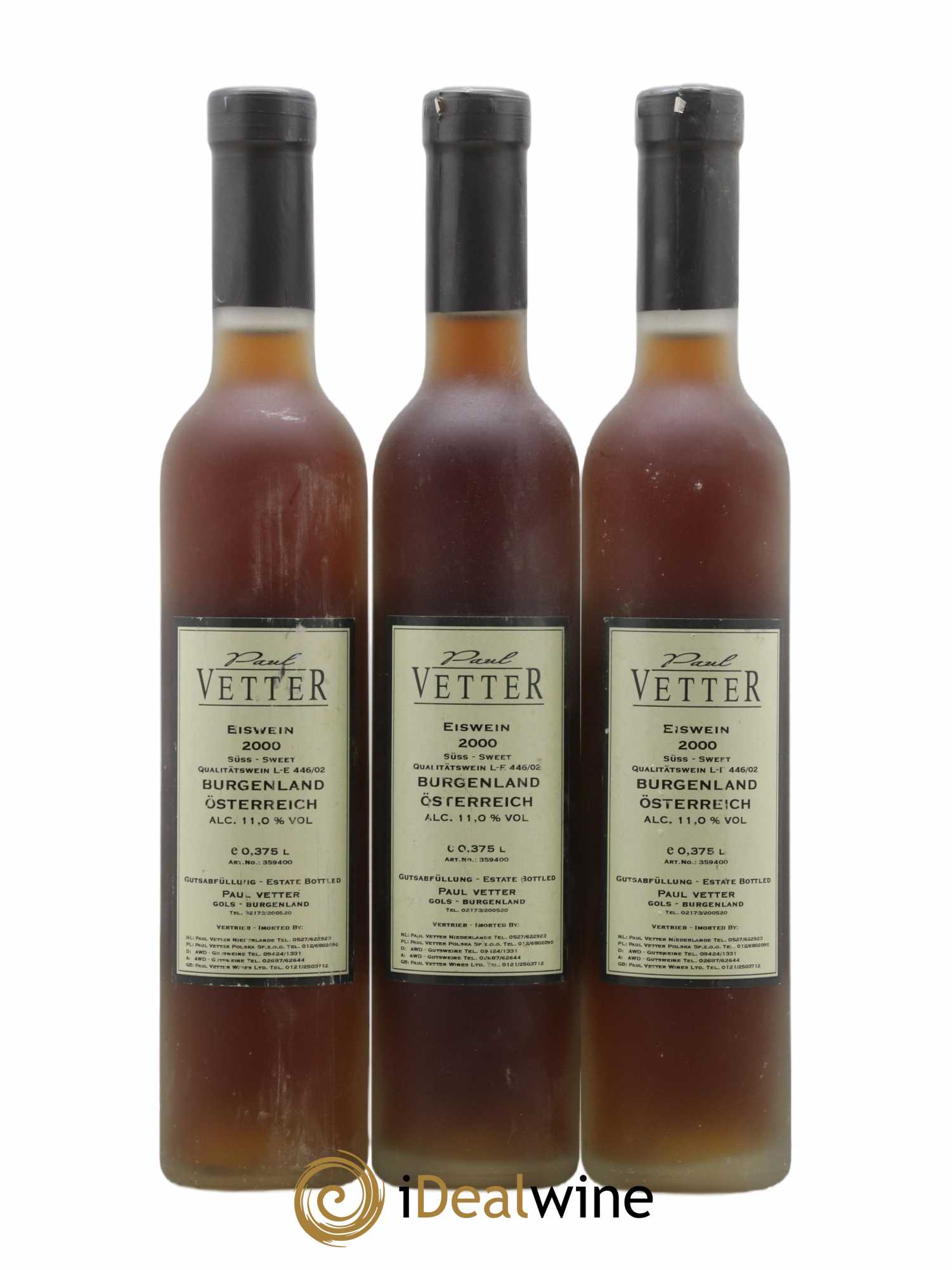 Autriche Paul Vetter Eiswein 2000 - Posten von 3 Demi-Flaschen - 1