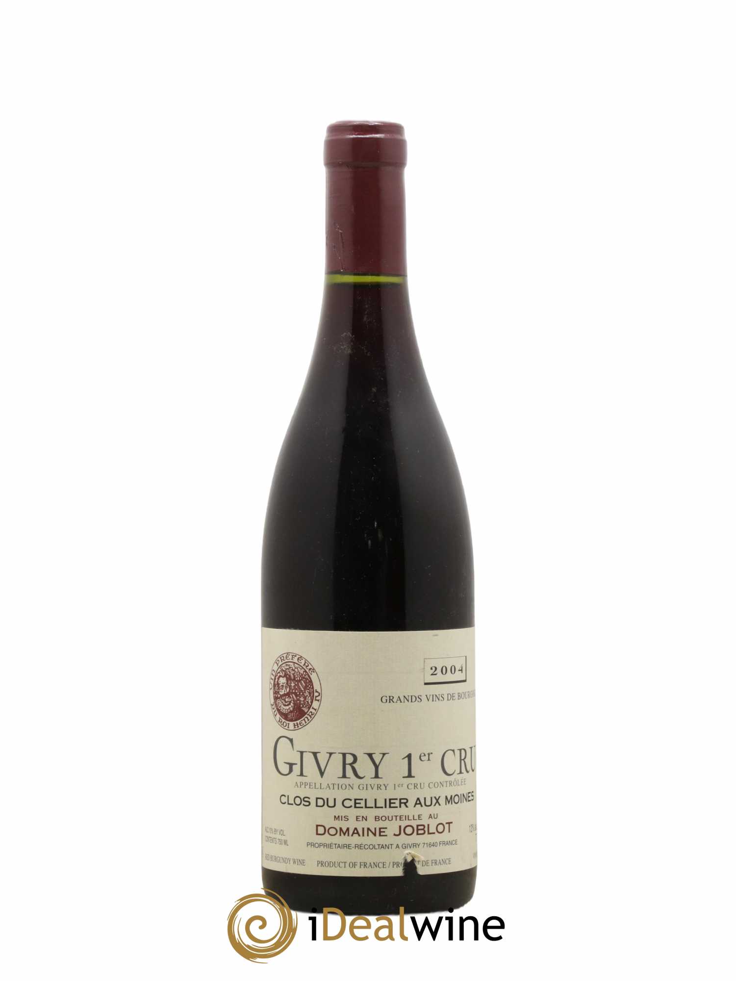 Givry 1er Cru Clos du Cellier aux Moines Joblot (Domaine) 2004 - Lot de 1 bouteille - 0