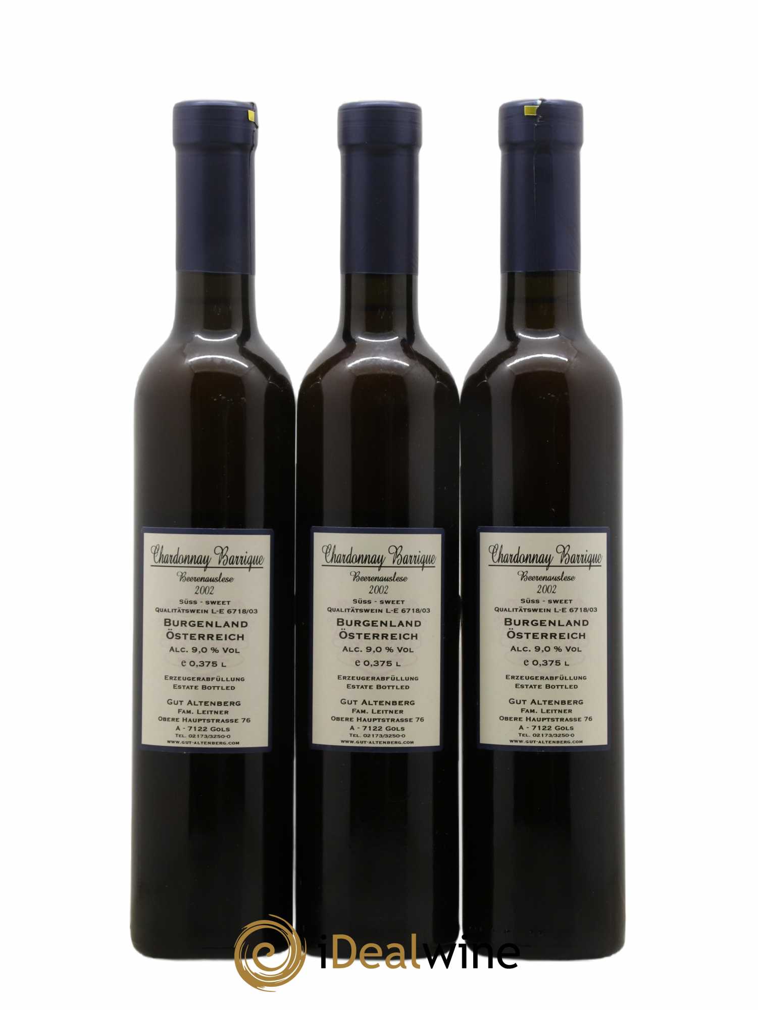 Autriche Gut Altenberg Beerenauslese Chardonnay Barrique 2002 - Lot de 3 demi bouteilles - 1