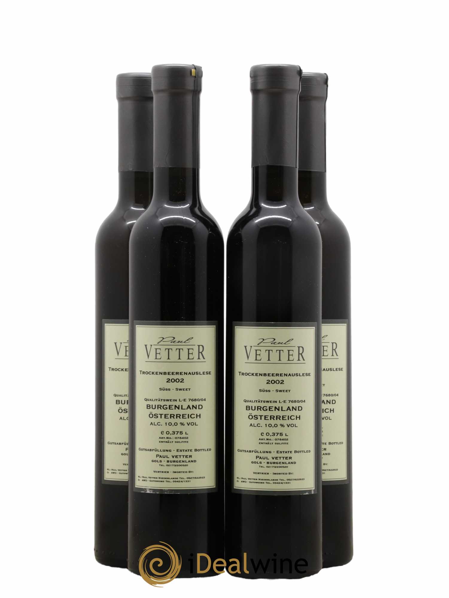 Autriche Paul Vetter Trocken Beerenauslese Burgenland Osterreich 2002 - Posten von 4 Demi-Flaschen - 1