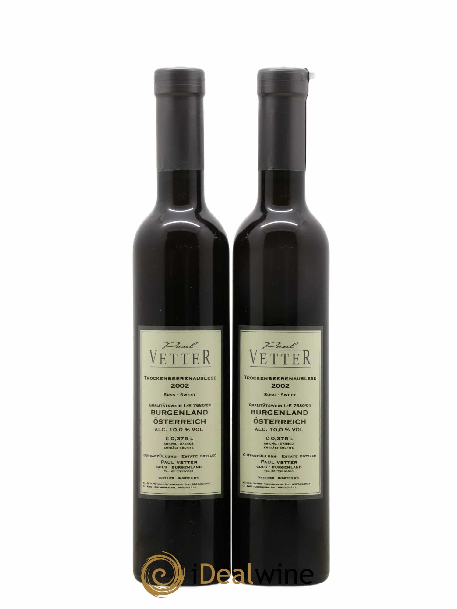 Autriche Paul Vetter Trocken Beerenauslese Burgenland Osterreich 2002 - Lot de 2 demi bouteilles - 1