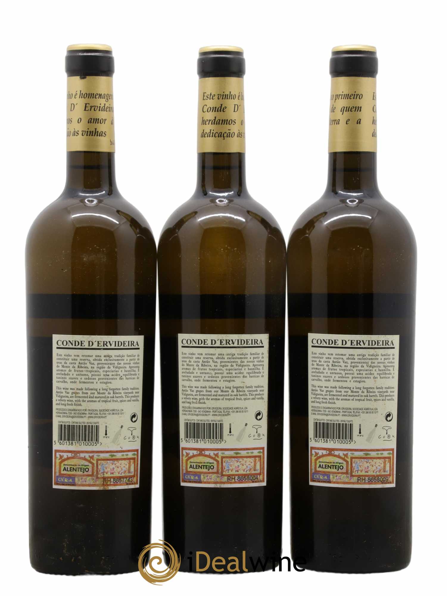 Portugal Conde D'ervideira Altenjo Branco 2016 - Posten von 3 Flaschen - 1