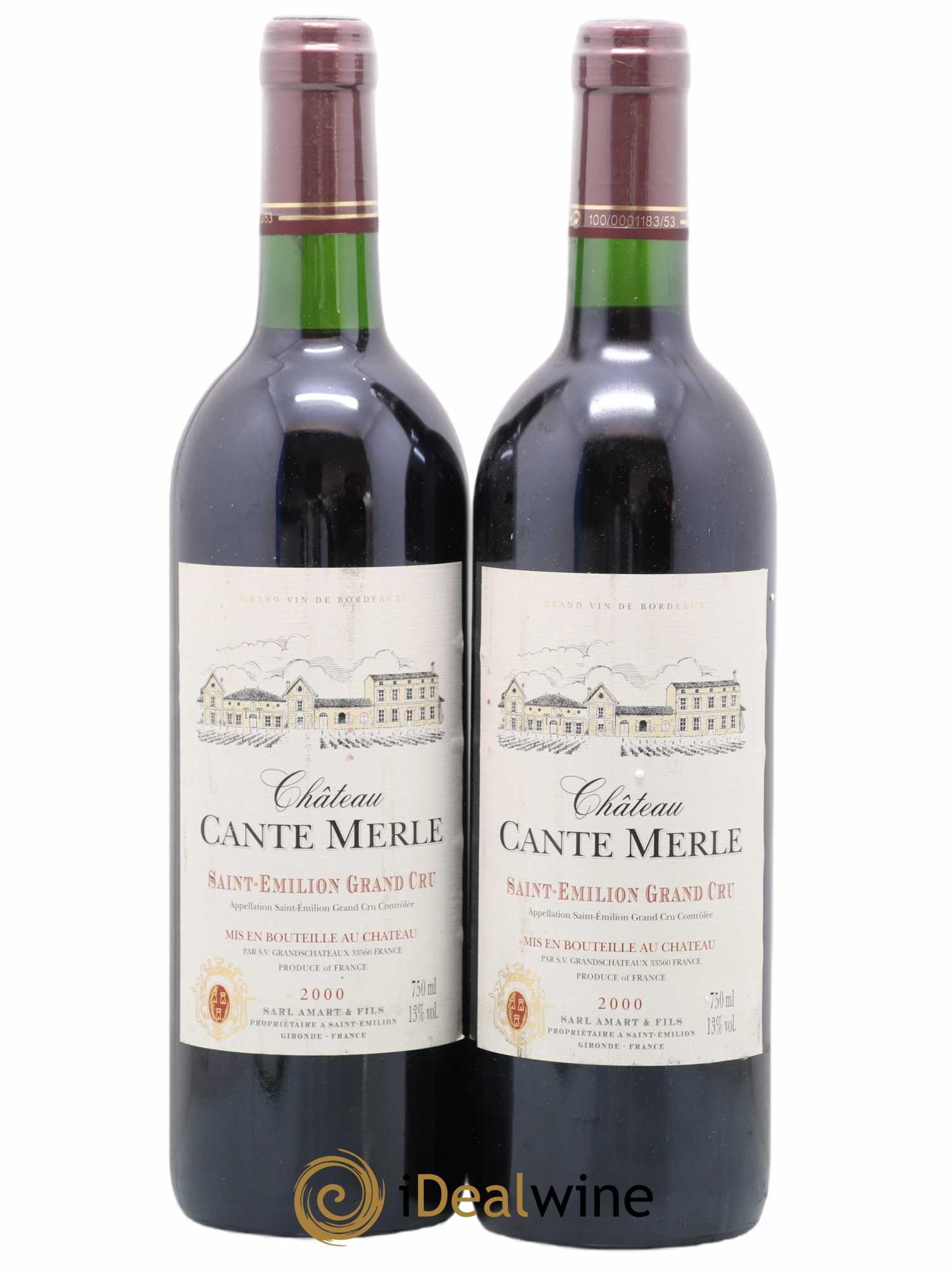 Saint-Émilion Grand Cru Château Cante Merle (sans prix de réserve) 2000 - Posten von 2 Flaschen - 0