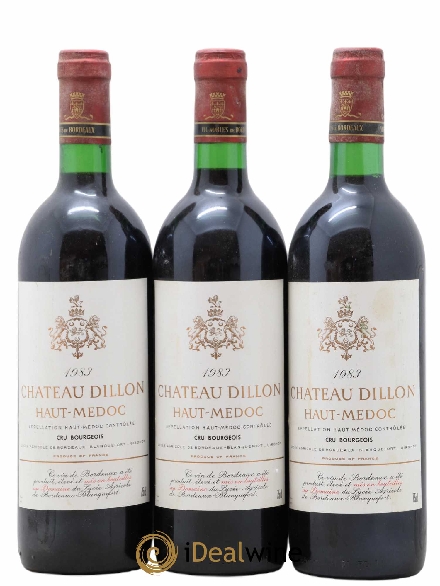 Château Dillon Cru Bourgeois 1983 - Lot de 3 bouteilles - 0