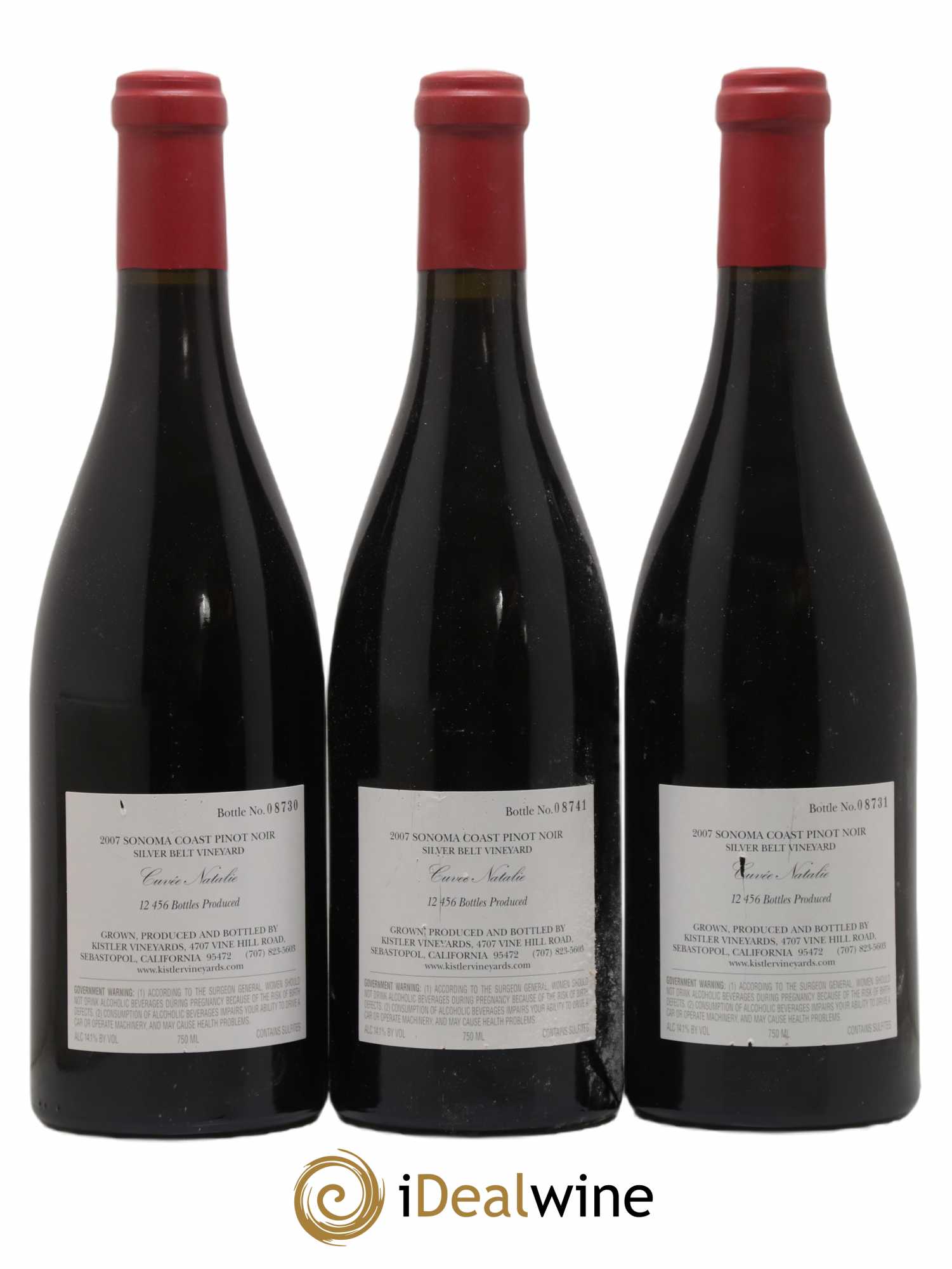 Sonoma Coast Pinot Noir Kistler Cuvée Nathalie 2007 - Lot de 3 bouteilles - 1