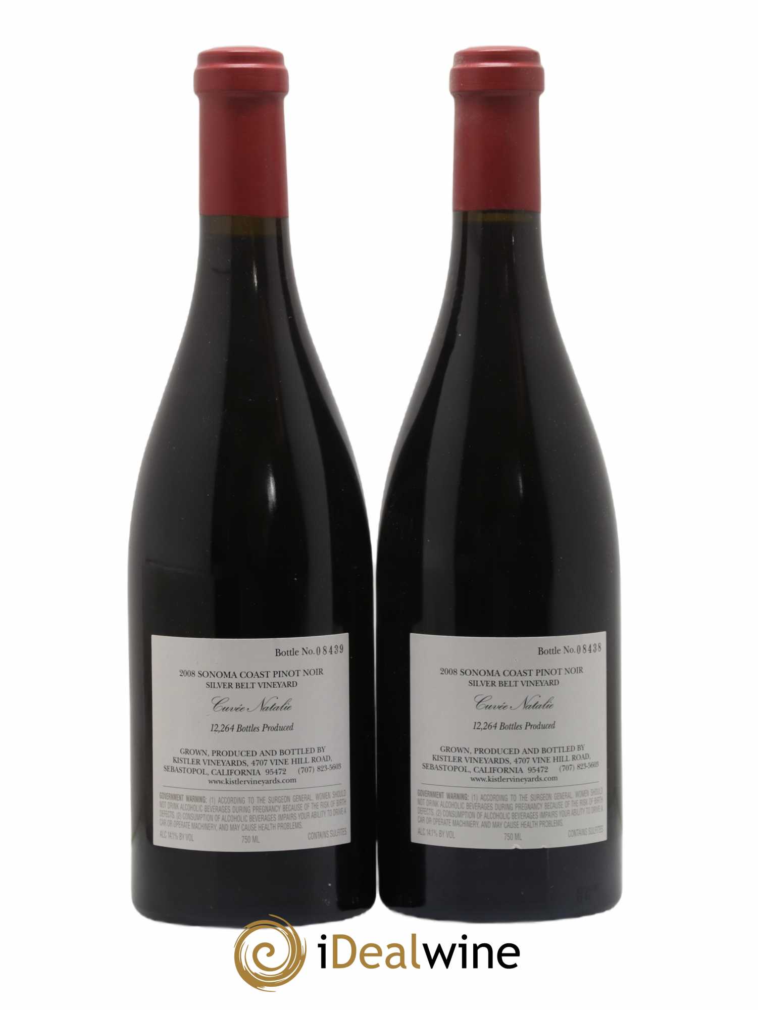 Sonoma Coast Pinot Noir Kistler Cuvée Nathalie 2008 - Lot de 2 bouteilles - 1