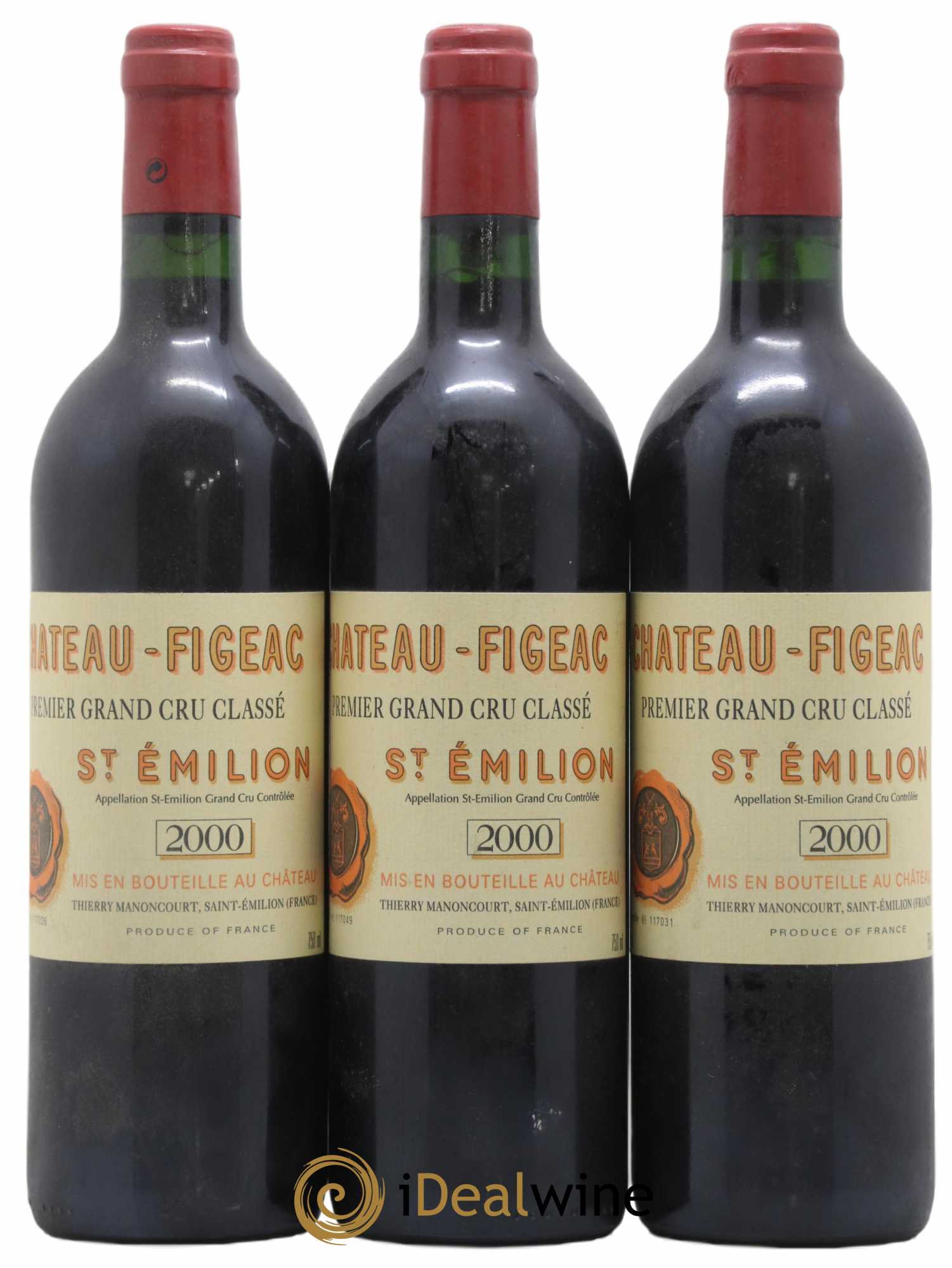 Château Figeac 1er Grand Cru Classé A 2000 - Lot de 3 bouteilles - 0