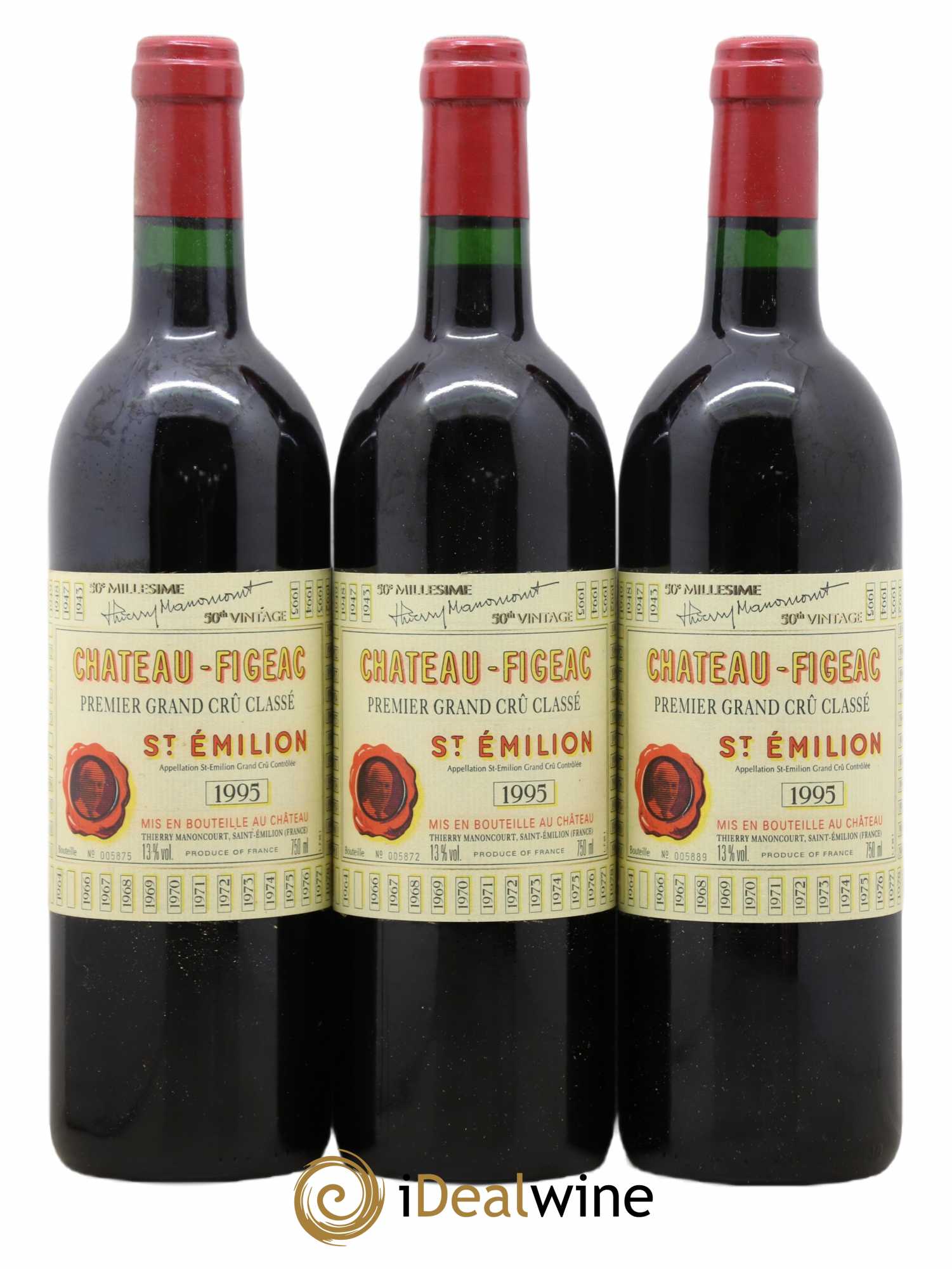 Château Figeac 1er Grand Cru Classé A 1995 - Lot de 3 bouteilles - 0