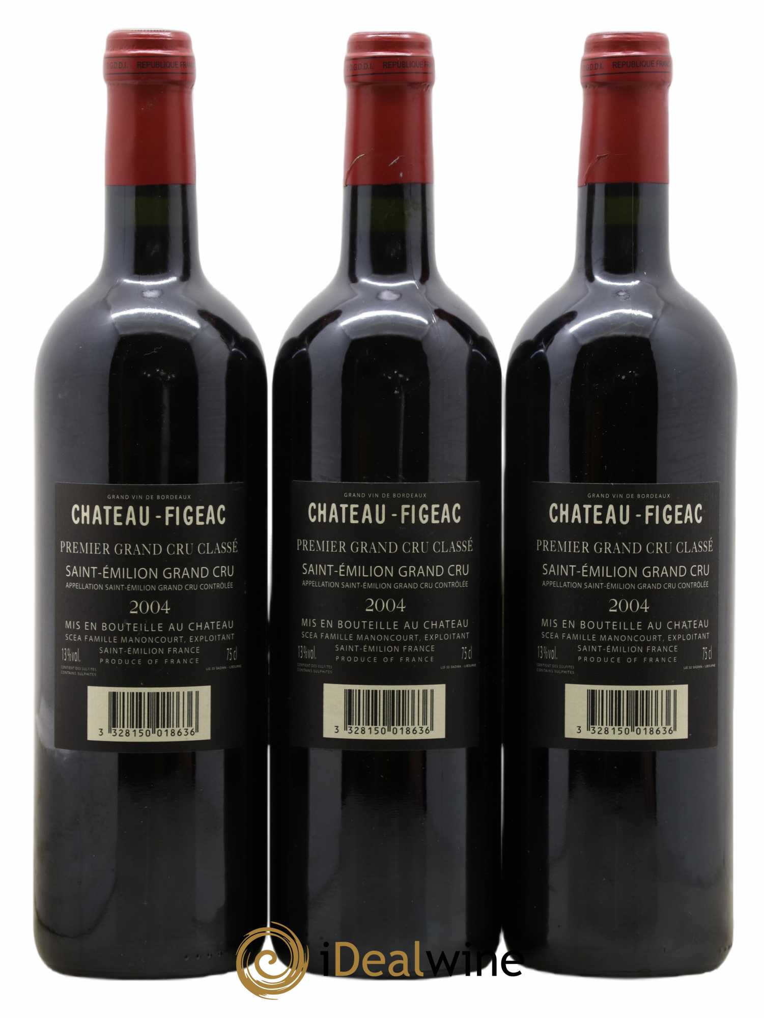 Château Figeac 1er Grand Cru Classé A 2004 - Lot of 3 bottles - 1