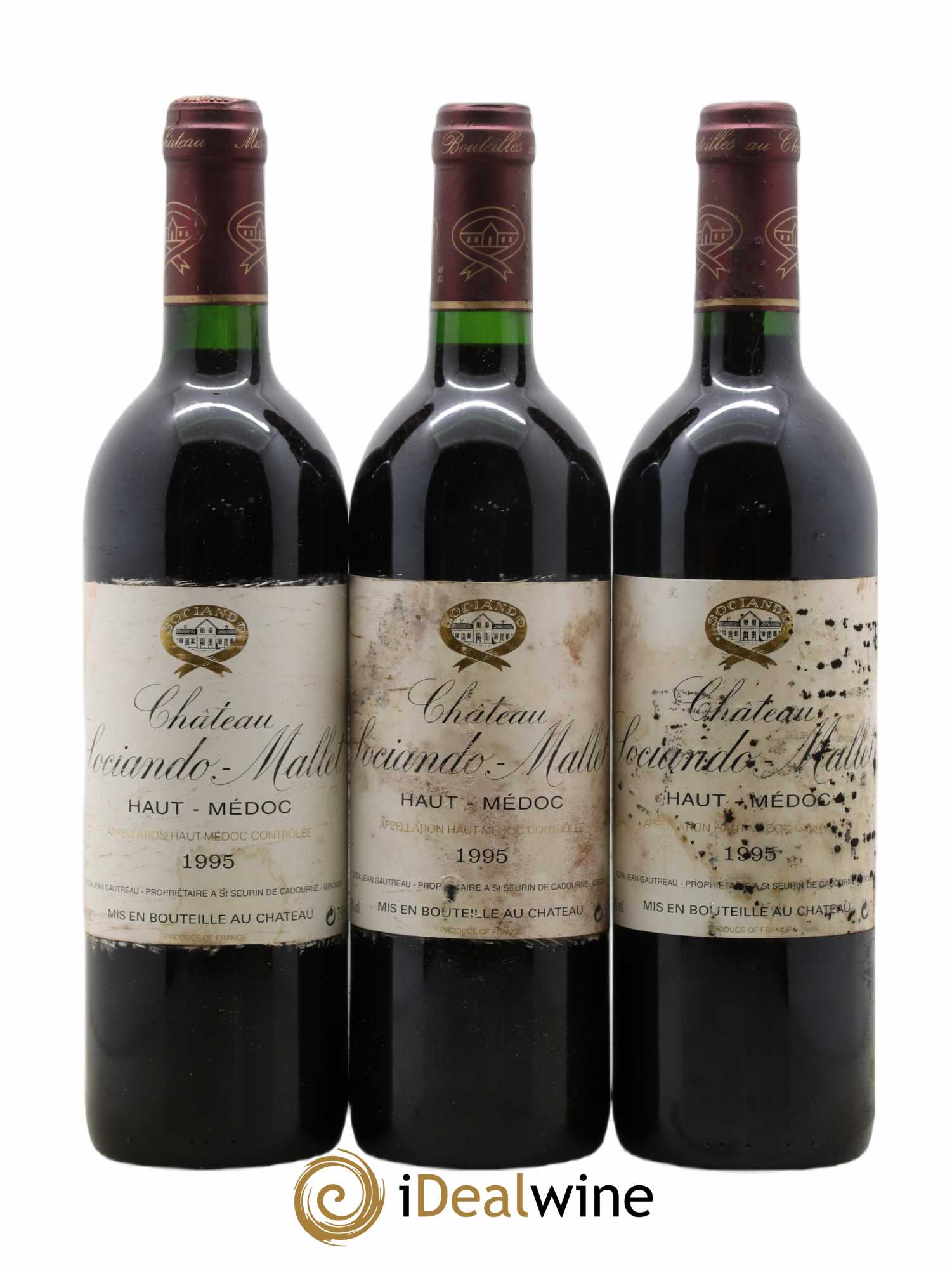 Château Sociando Mallet 1995 - Lot de 3 bouteilles - 0