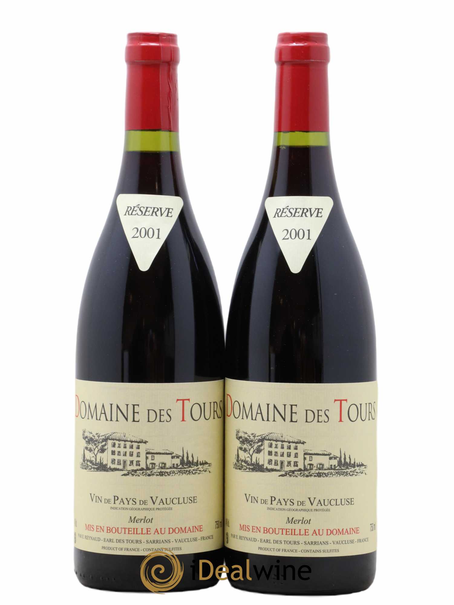 Vaucluse Domaine des Tours Merlot Emmanuel Reynaud 2001 - Lot de 2 bouteilles - 0