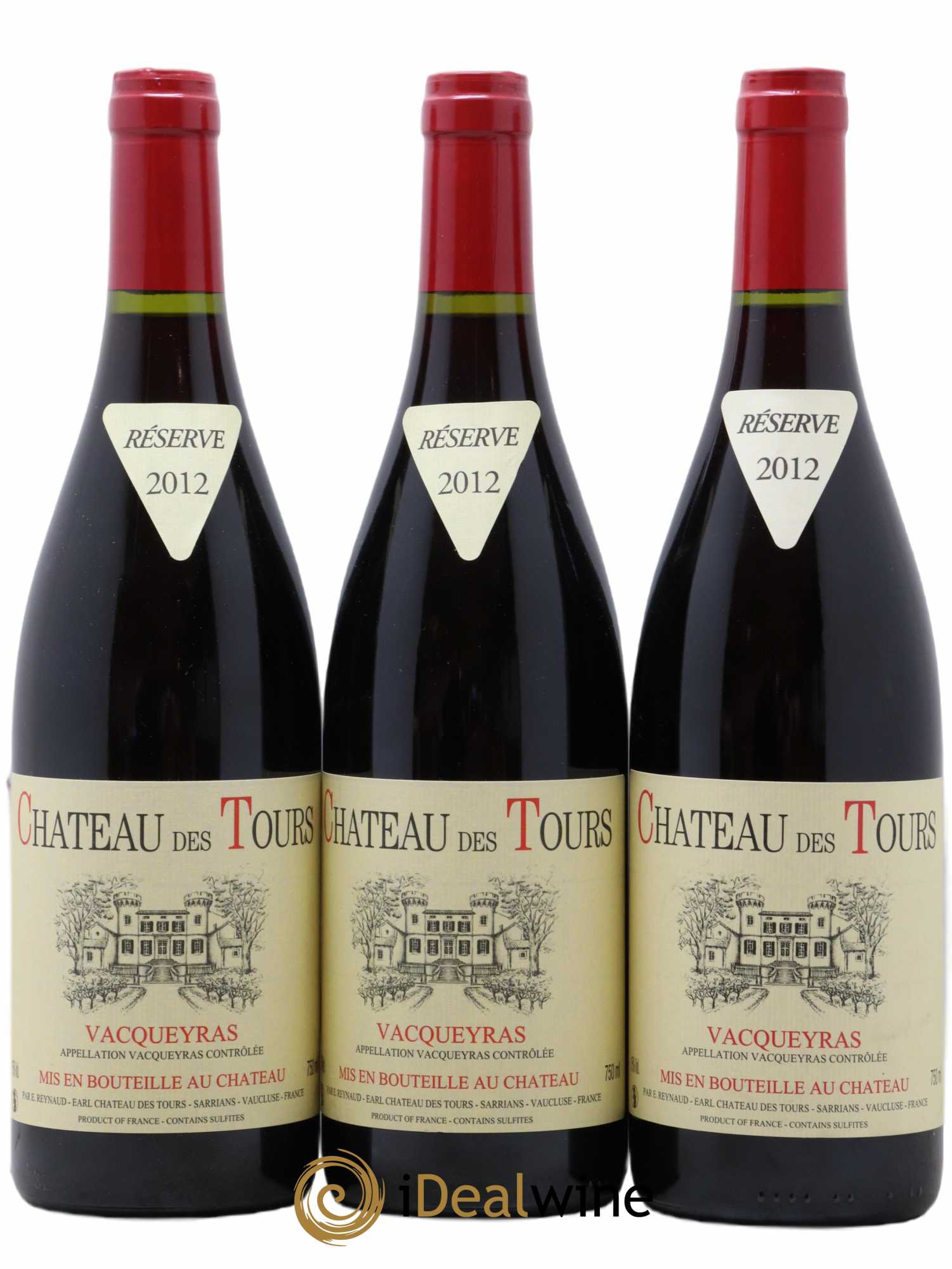 Vacqueyras Château des Tours Emmanuel Reynaud 2012 - Lot de 3 bouteilles - 0