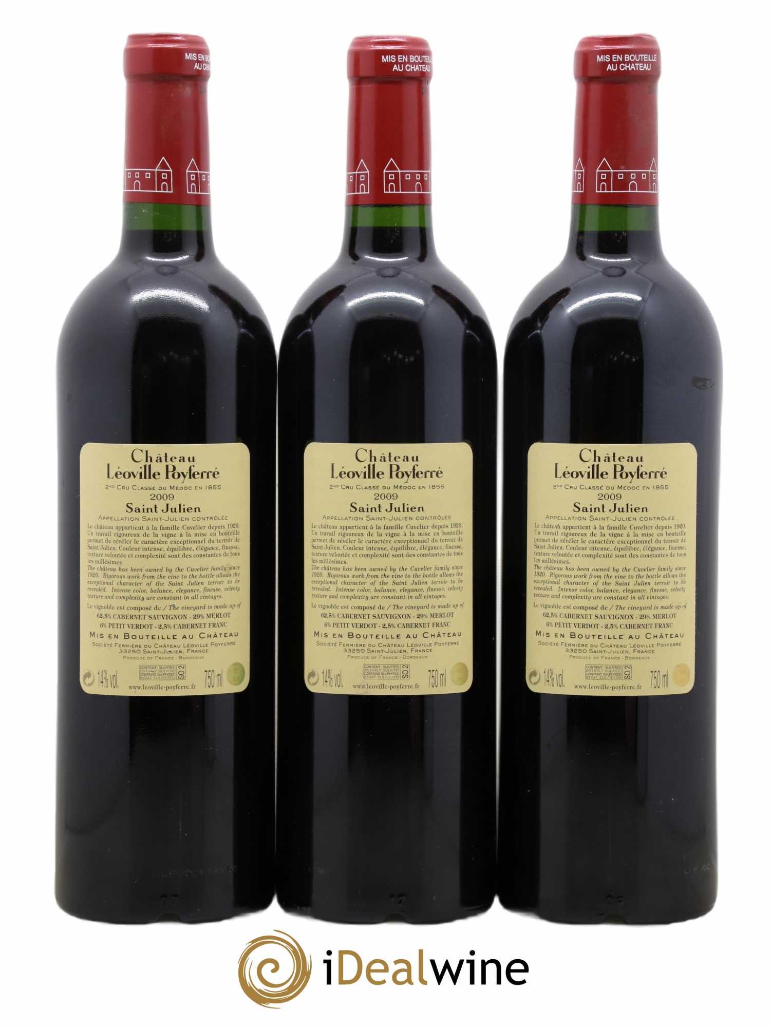Château Léoville Poyferré 2ème Grand Cru Classé 2009 - Lot de 3 bouteilles - 1