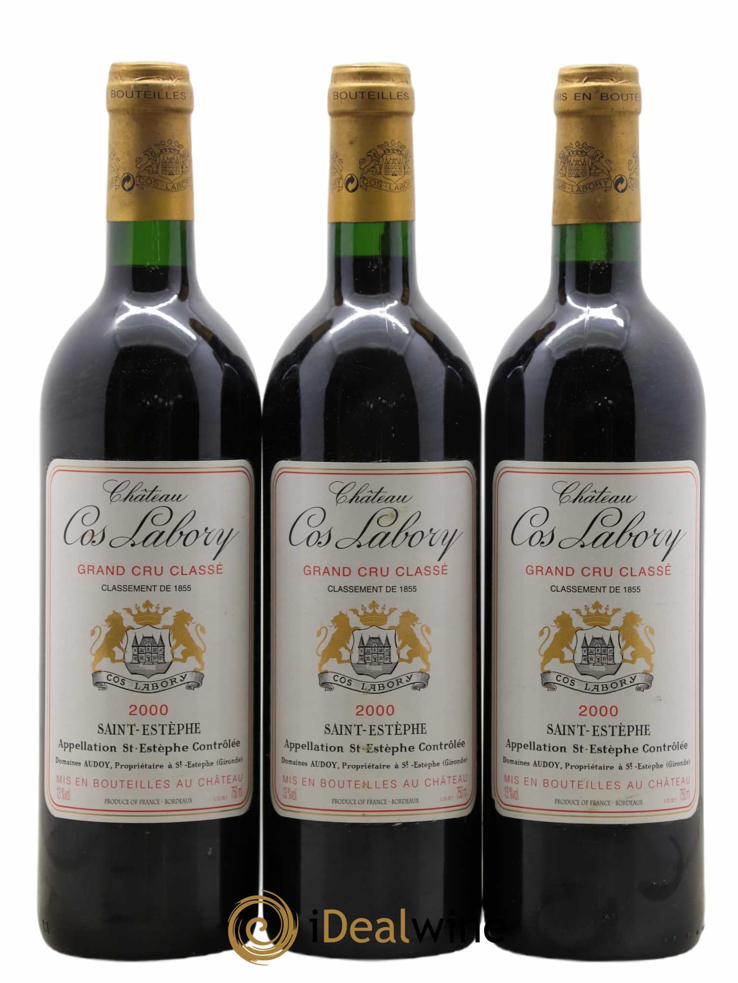 Château Cos Labory 5ème Grand Cru Classé 2000 - Lot de 3 bouteilles - 0