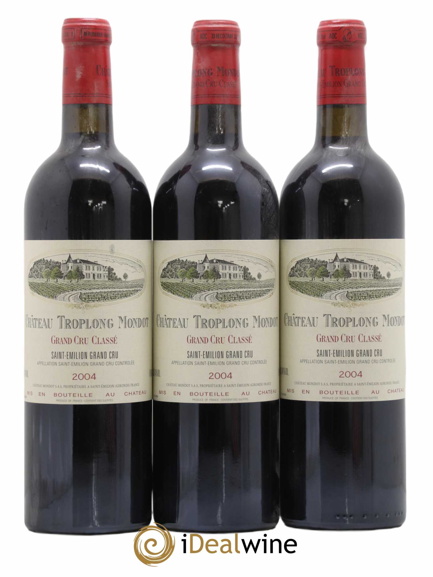 Château Troplong Mondot 1er Grand Cru Classé B 2004 - Lot de 3 bouteilles - 0