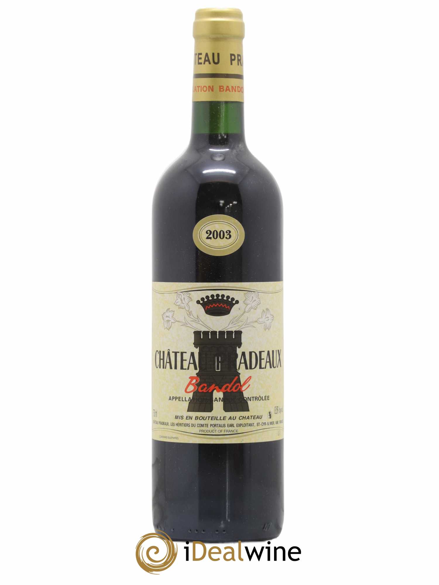 Bandol Château Pradeaux Famille Portalis 2003 - Lot de 1 bouteille - 0