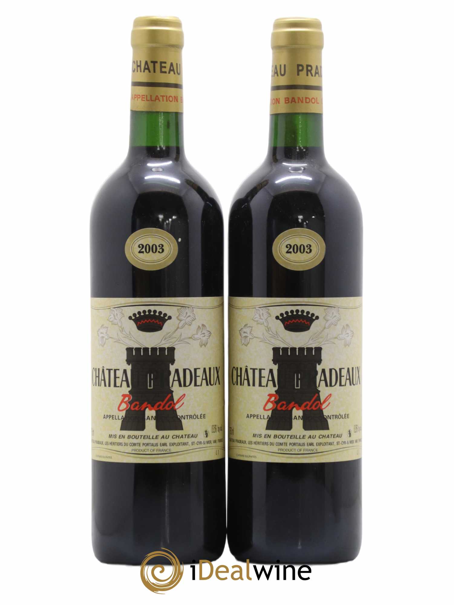 Bandol Château Pradeaux Famille Portalis 2003 - Lot de 2 bouteilles - 0