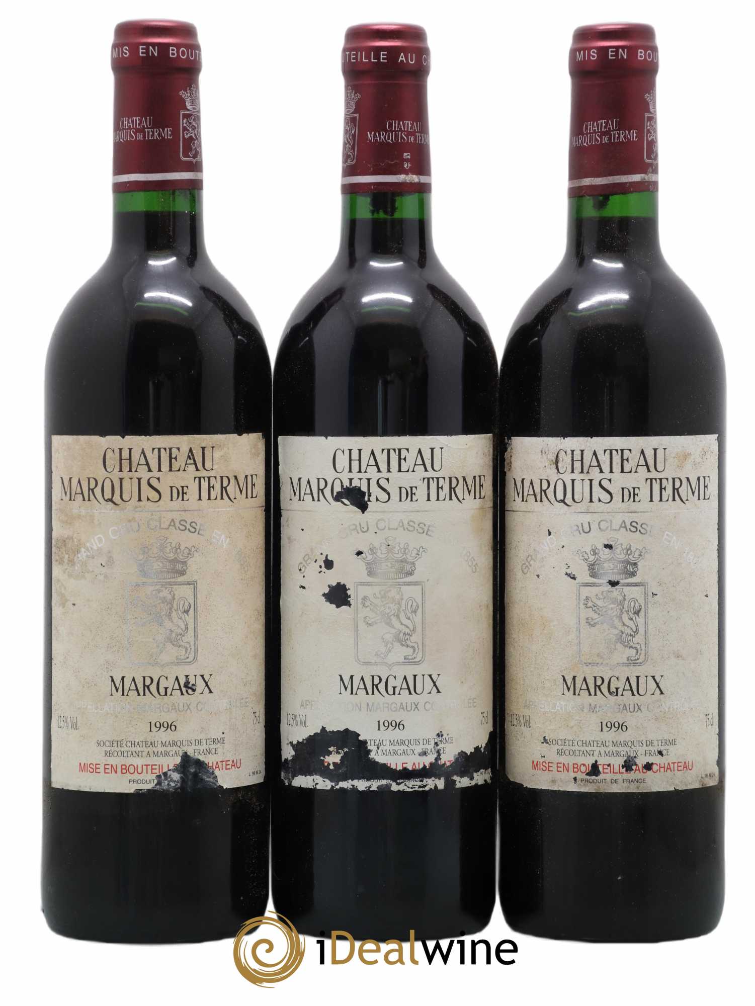 Château Marquis de Terme 4ème Grand Cru Classé 1996 - Lot de 3 bouteilles - 0