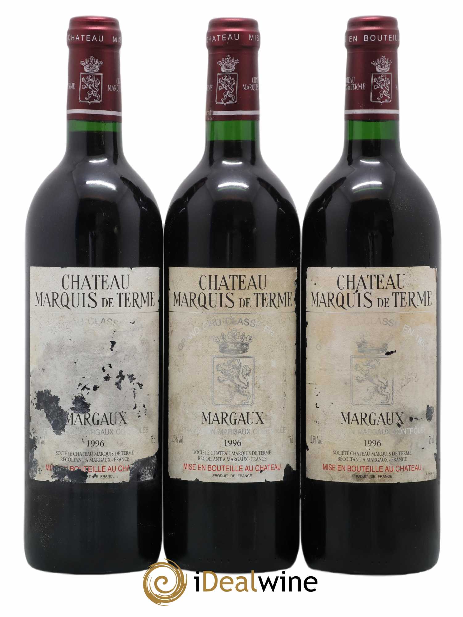 Château Marquis de Terme 4ème Grand Cru Classé 1996 - Lot de 3 bouteilles - 0