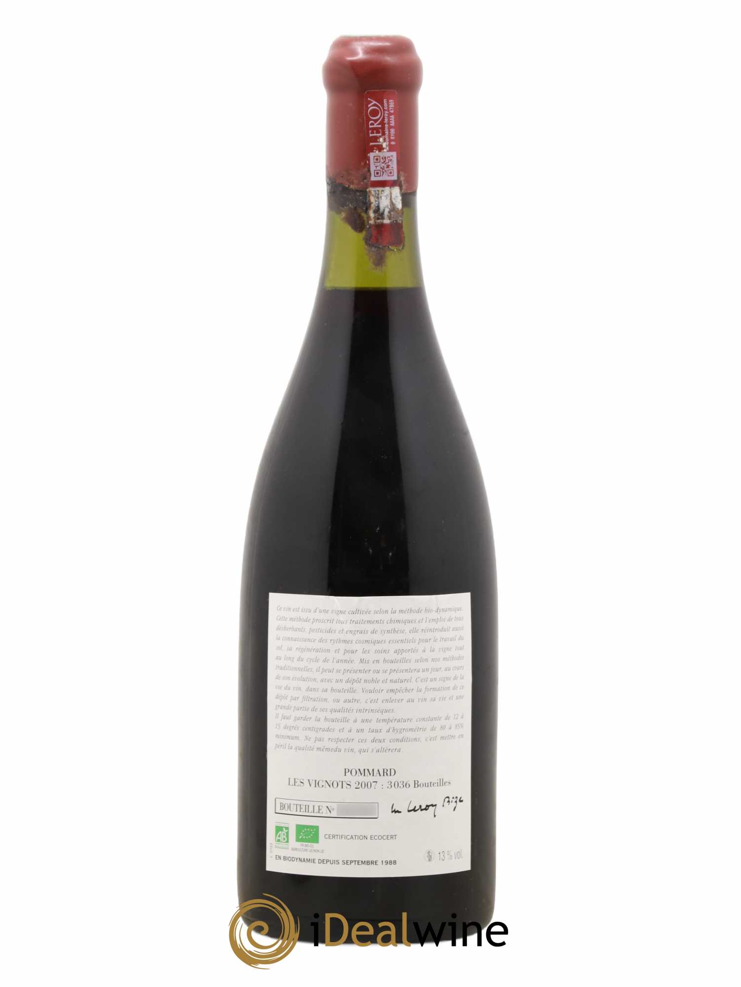 Pommard Les Vignots Leroy (Domaine) 2007 - Lot de 1 bouteille - 1