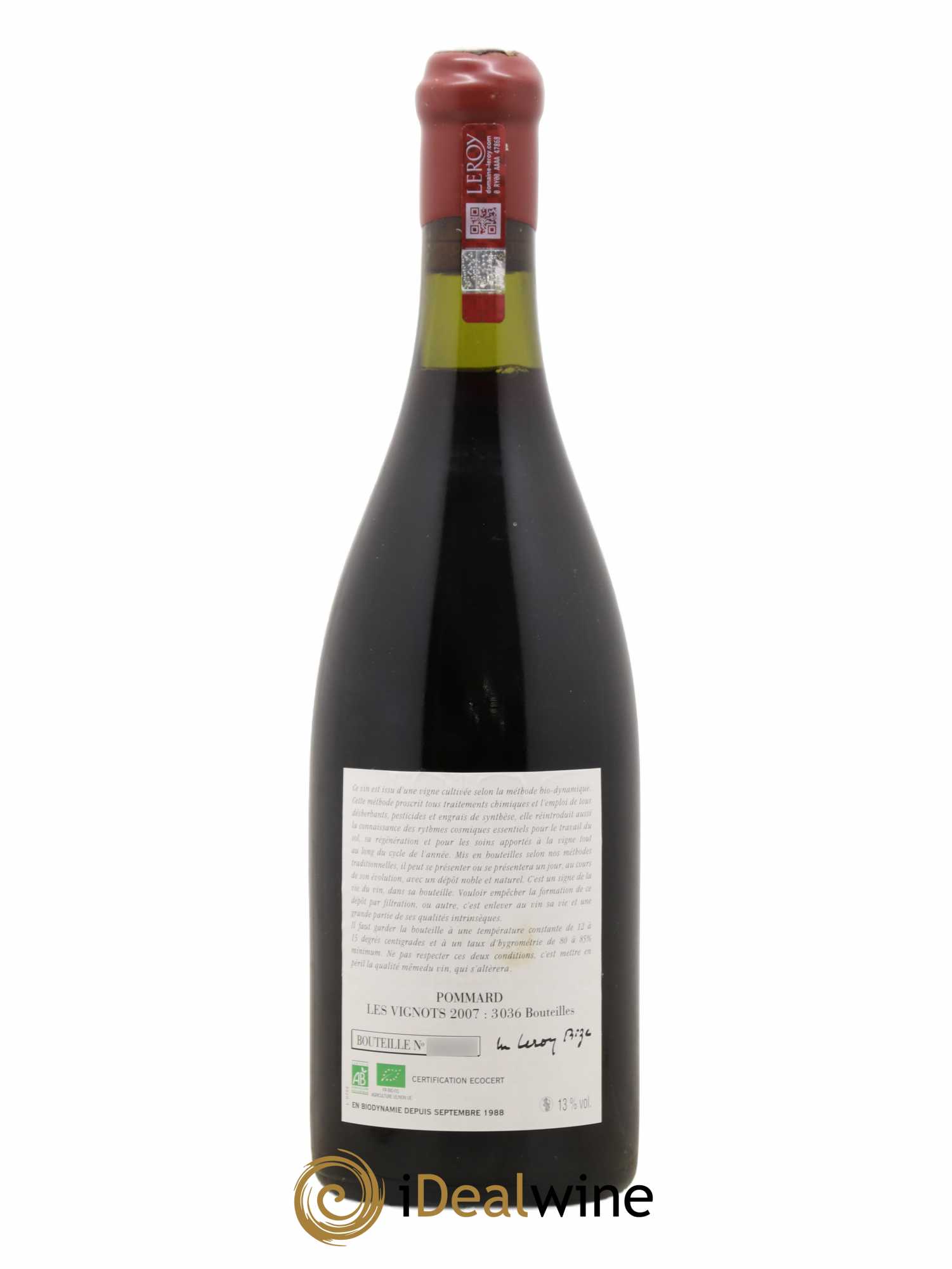 Pommard Les Vignots Leroy (Domaine) 2007 - Lot de 1 bouteille - 1