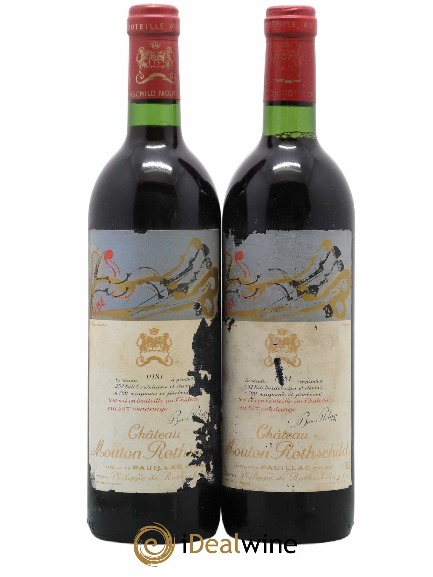 Château Mouton Rothschild 1er Grand Cru Classé 1981 - Lot de 2 bouteilles - 0