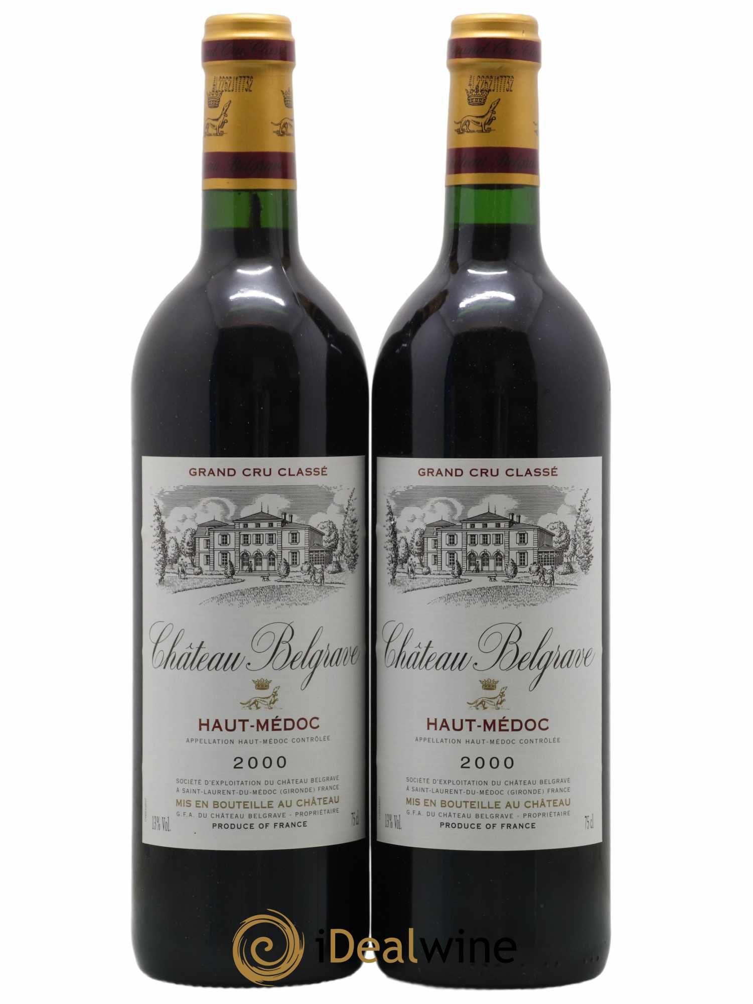 Château Belgrave 5ème Grand Cru Classé 2000 - Lot de 2 bouteilles - 0