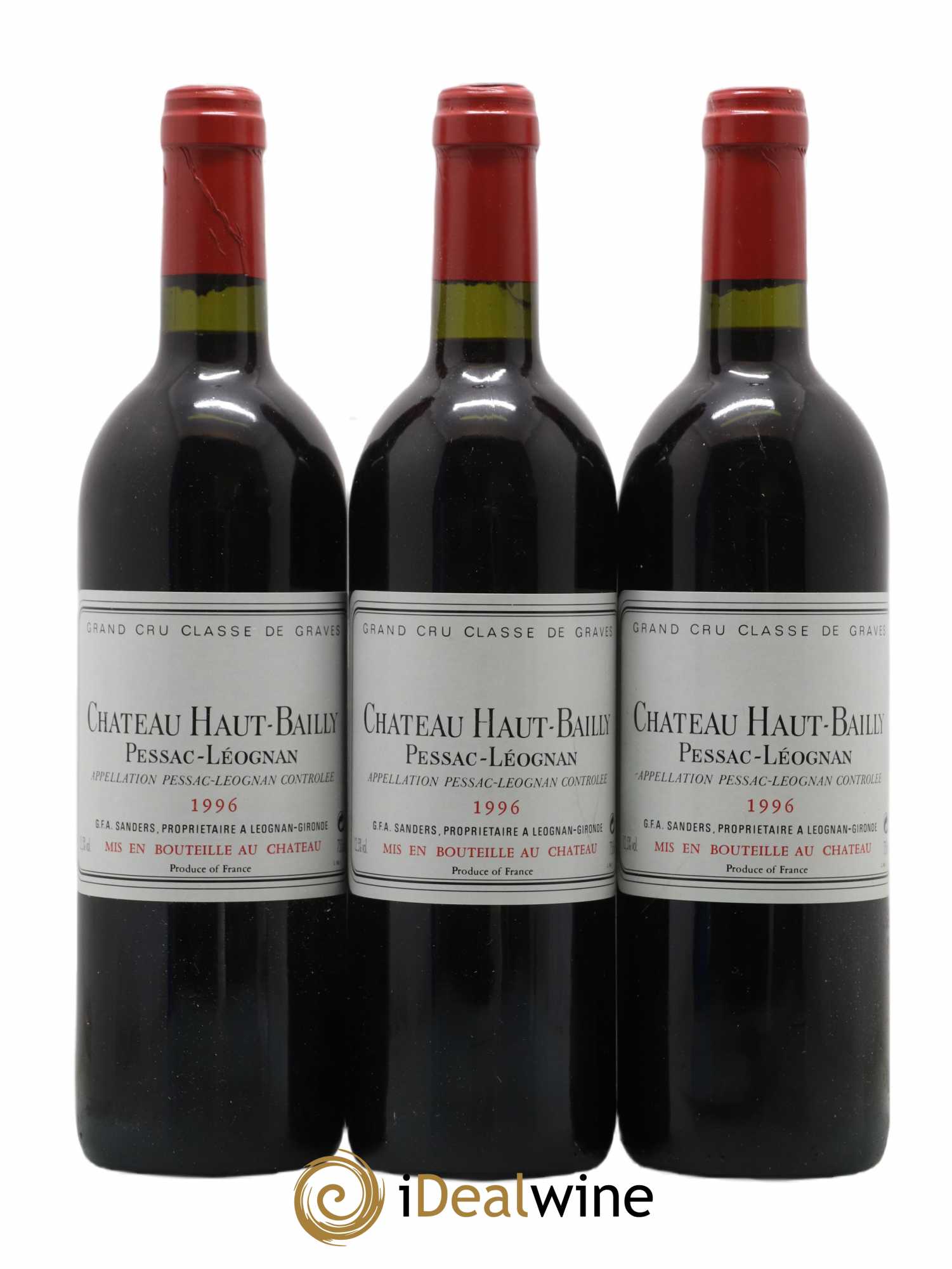Château Haut-Bailly Cru Classé de Graves 1996 - Lot of 3 bottles - 0