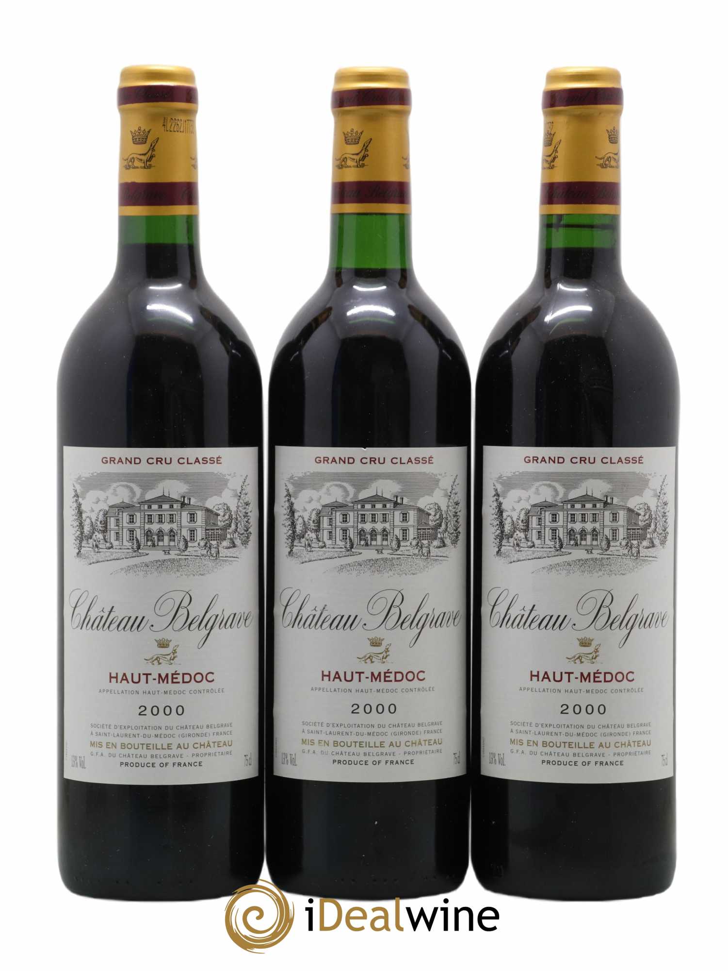 Château Belgrave 5ème Grand Cru Classé 2000 - Lot de 3 bouteilles - 0
