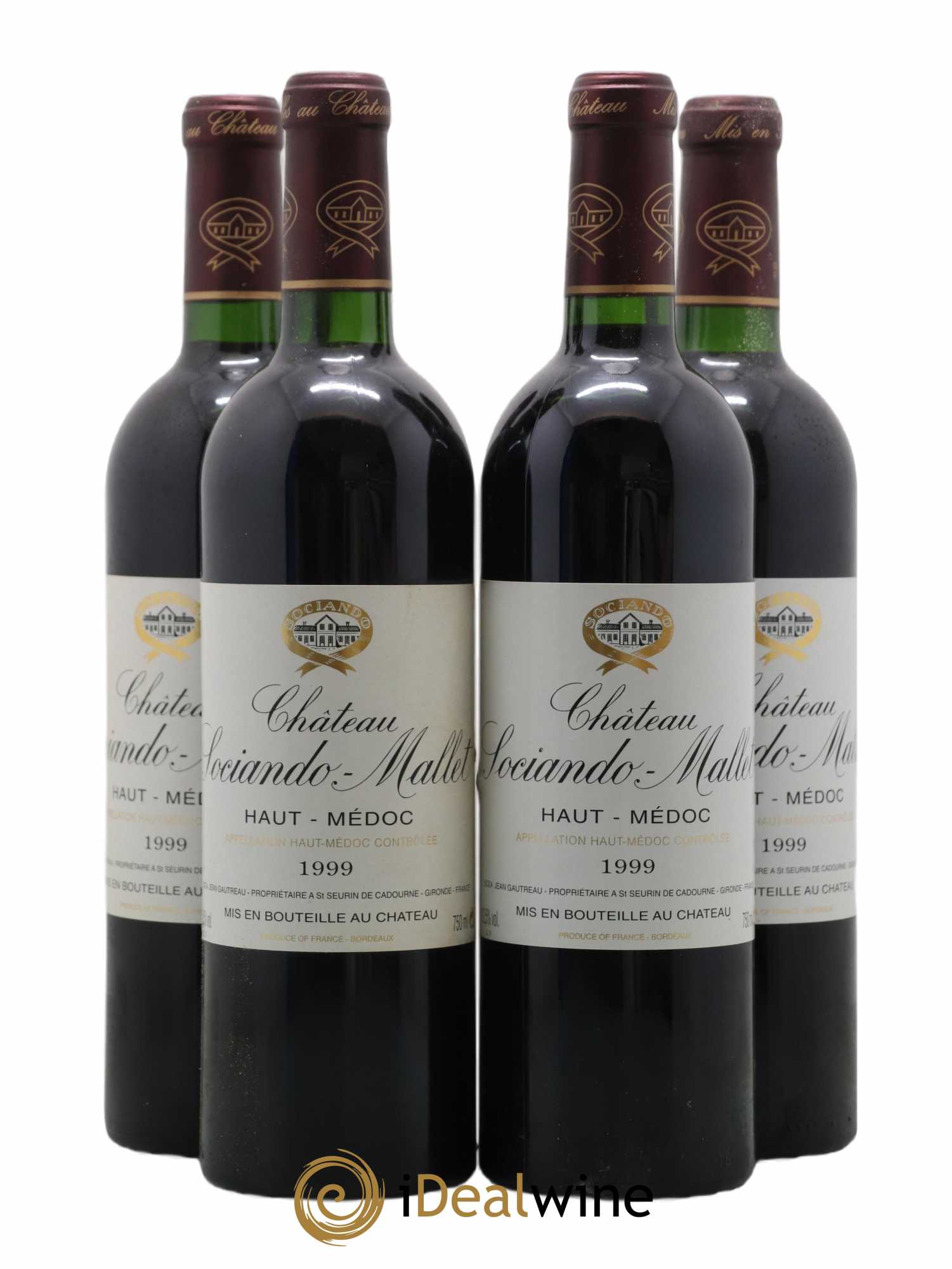 Château Sociando Mallet 1999 - Lot de 4 bouteilles - 0