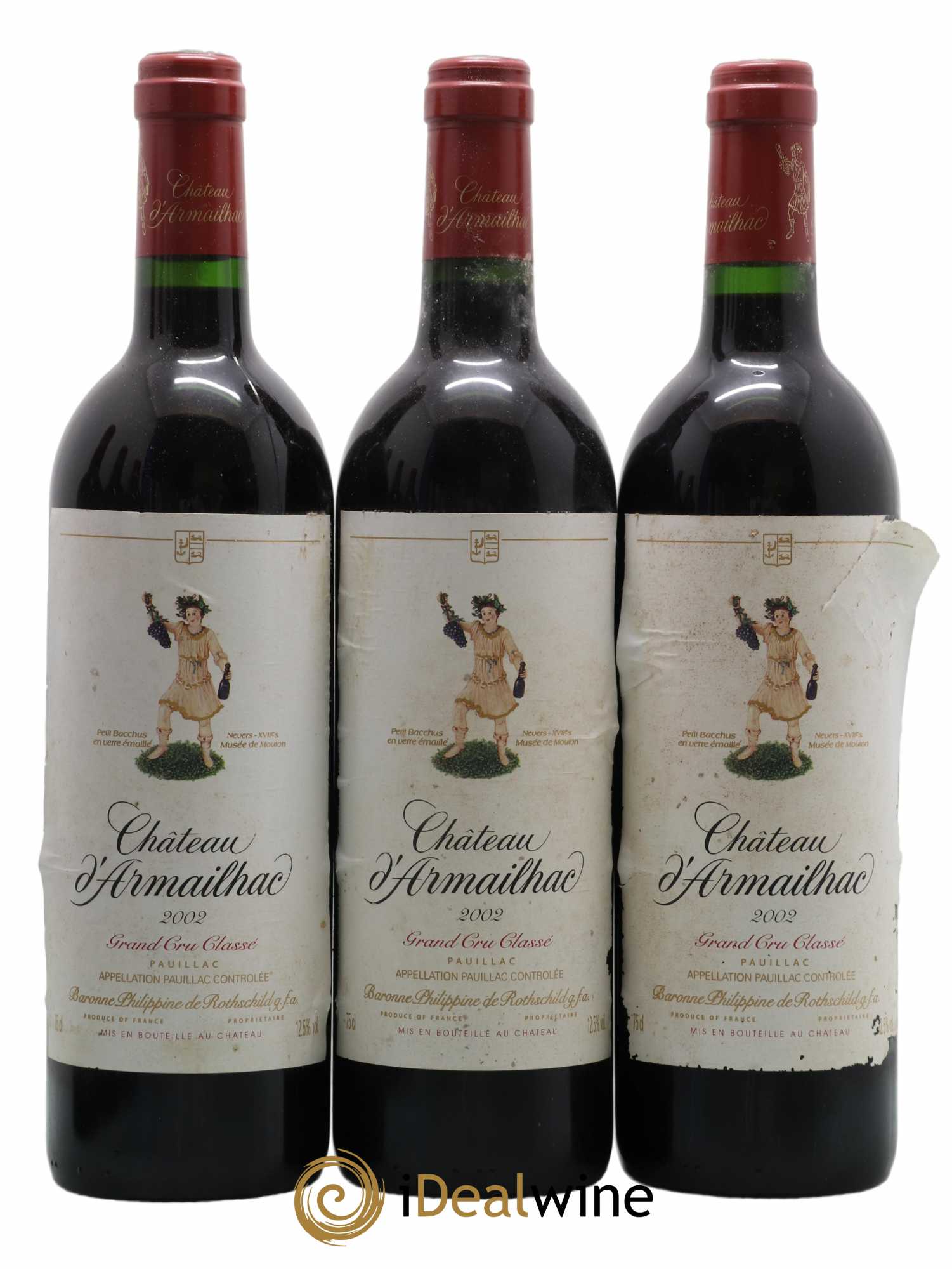 Château d' Armailhac - Mouton Baron(ne) Philippe 5ème Grand Cru Classé 2002 - Lot de 12 bouteilles - 1