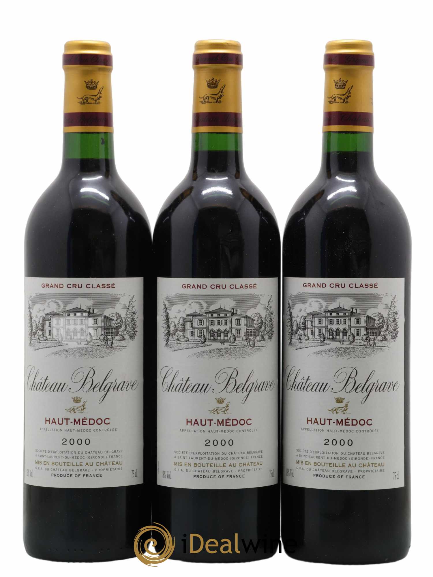 Château Belgrave 5ème Grand Cru Classé 2000 - Lot de 3 bouteilles - 0
